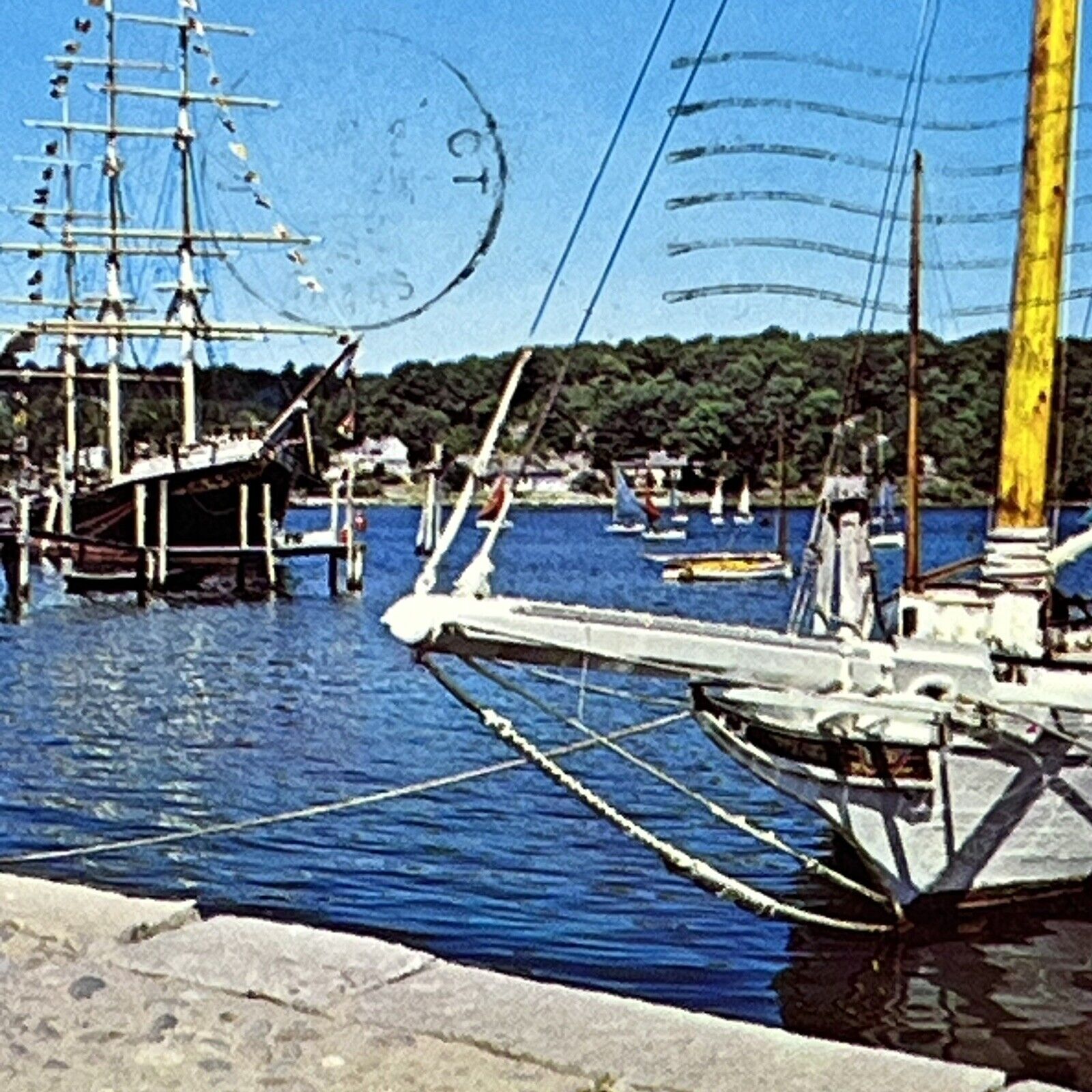 Vintage Mystic, CT Postcard Mystic Seaport Maritime Museum Connecticut Posted