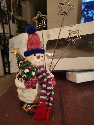 HOLIDAY SERIES Snowman With Wire Photo Holder Adjustable Wire CHRISTMAS EXCELLNT