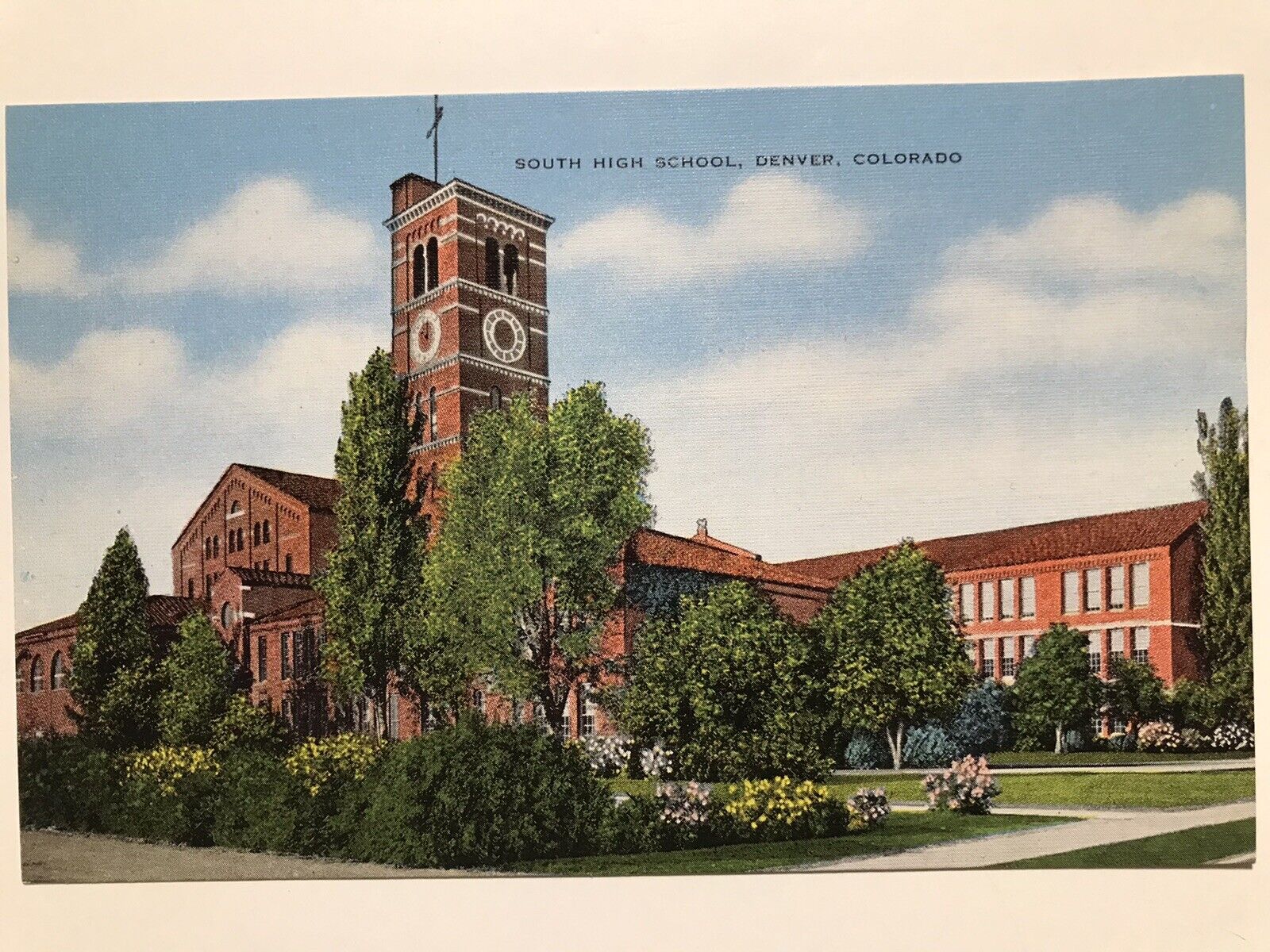 1940 South High School Denver Colorado Postcard
