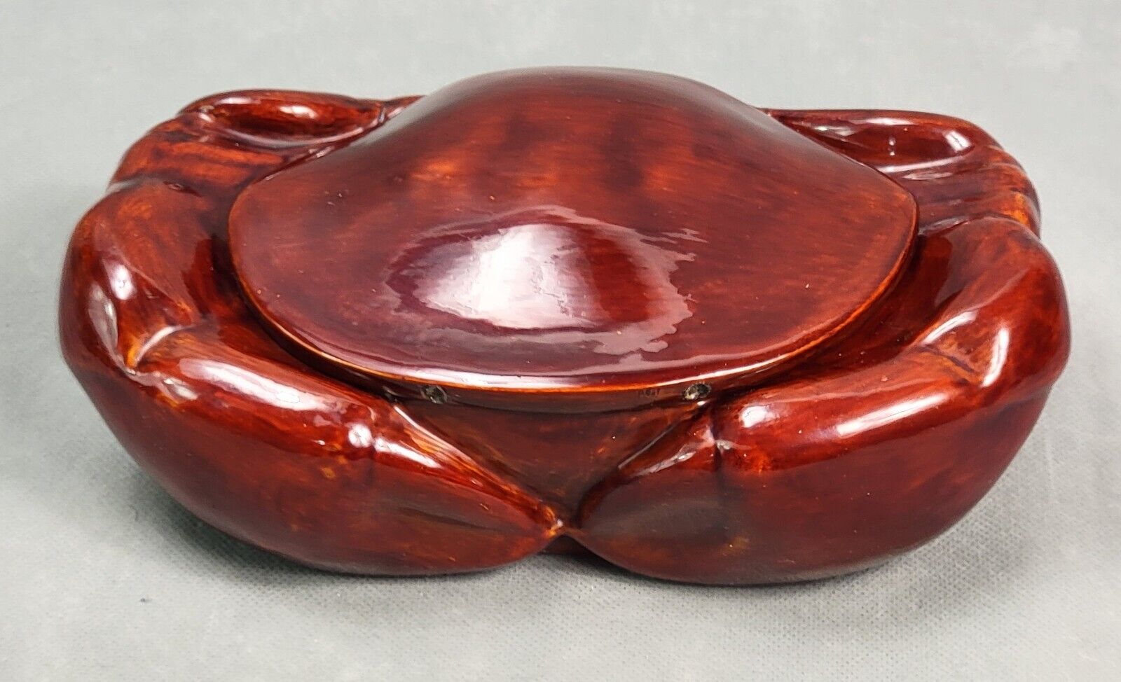 Antique Vintage CHINESE Hand Crafted LACQUERED Red CRAB Trinket BOX