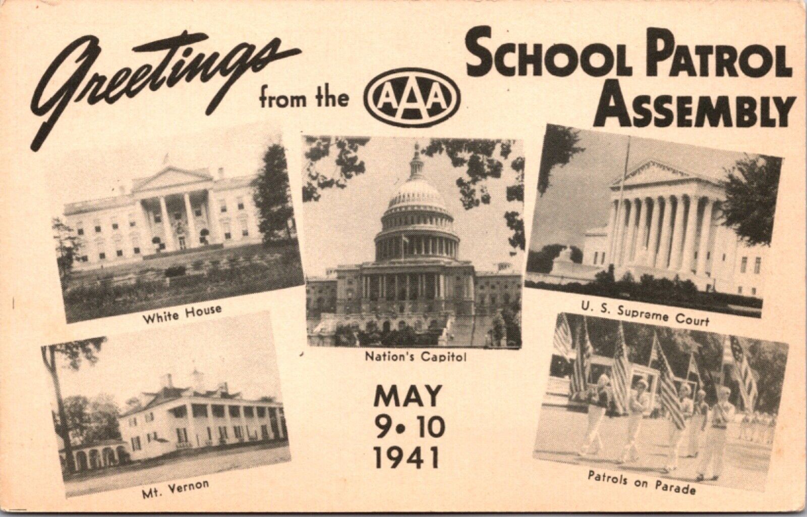 Postcard Multiple Views AAA School Patrol Assembly May 9-10 1941 Washington D.C.