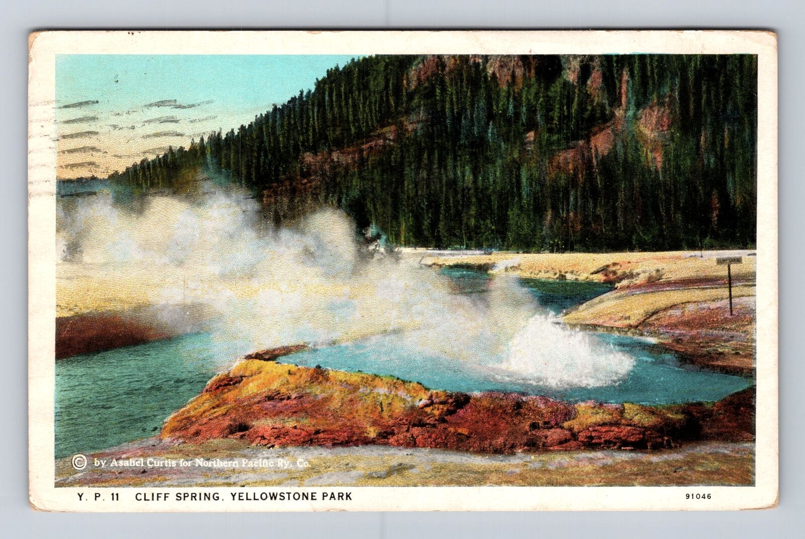 Yellowstone National Park, Cliff Spring, Series#YP11 Vintage Souvenir Postcard