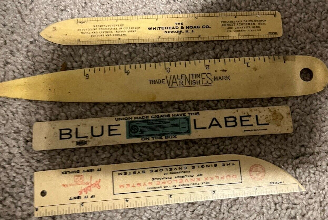 4 Antique Celluloid Advertising Rulers