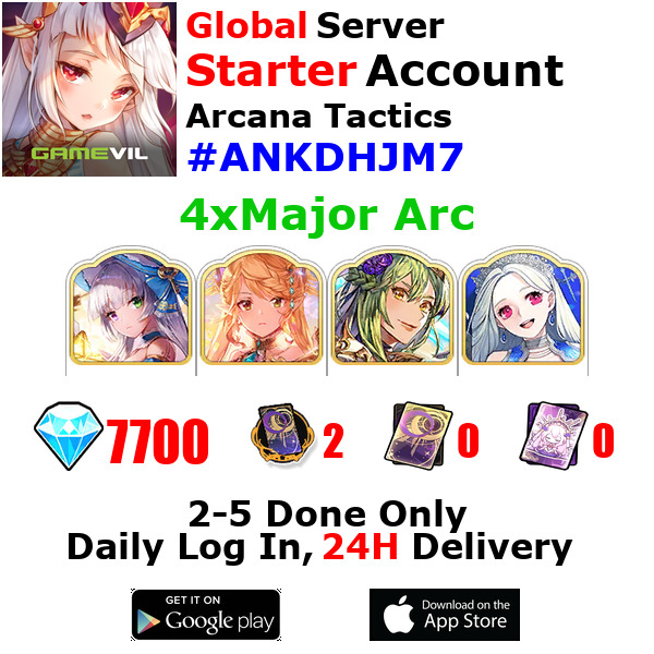 [Global][INST] Arcana Tactics Starter Account 4xMajor Arcana 7700+Jewels #AN