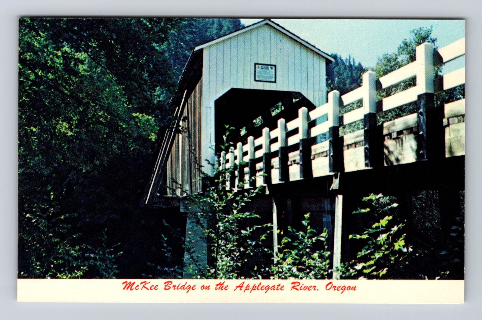 Applegate River OR-Oregon, McKee Covered Bridge, Scenic View Vintage Postcard