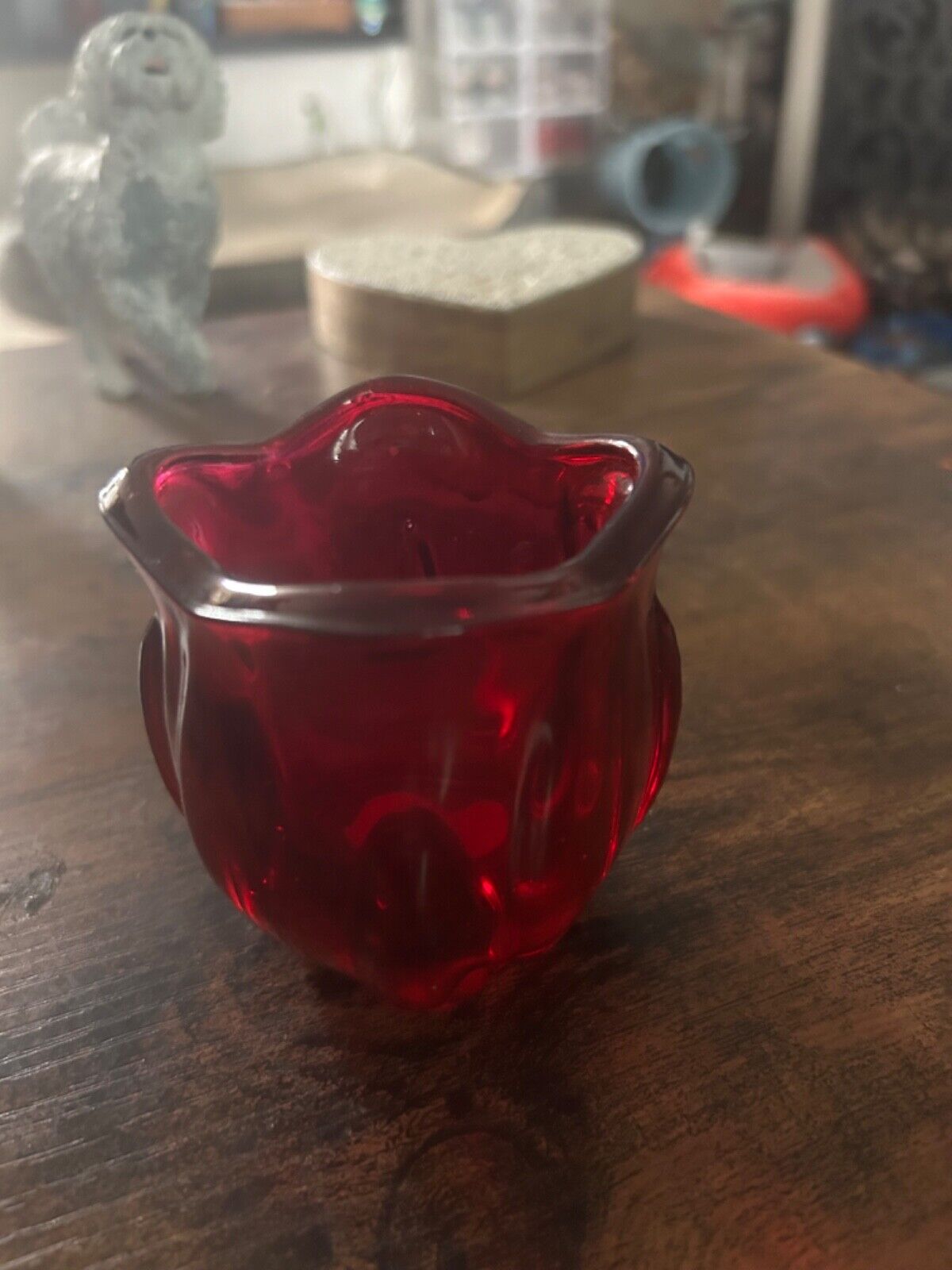 vintage all’asta ruby red candle holder beautiful condition very pretty
