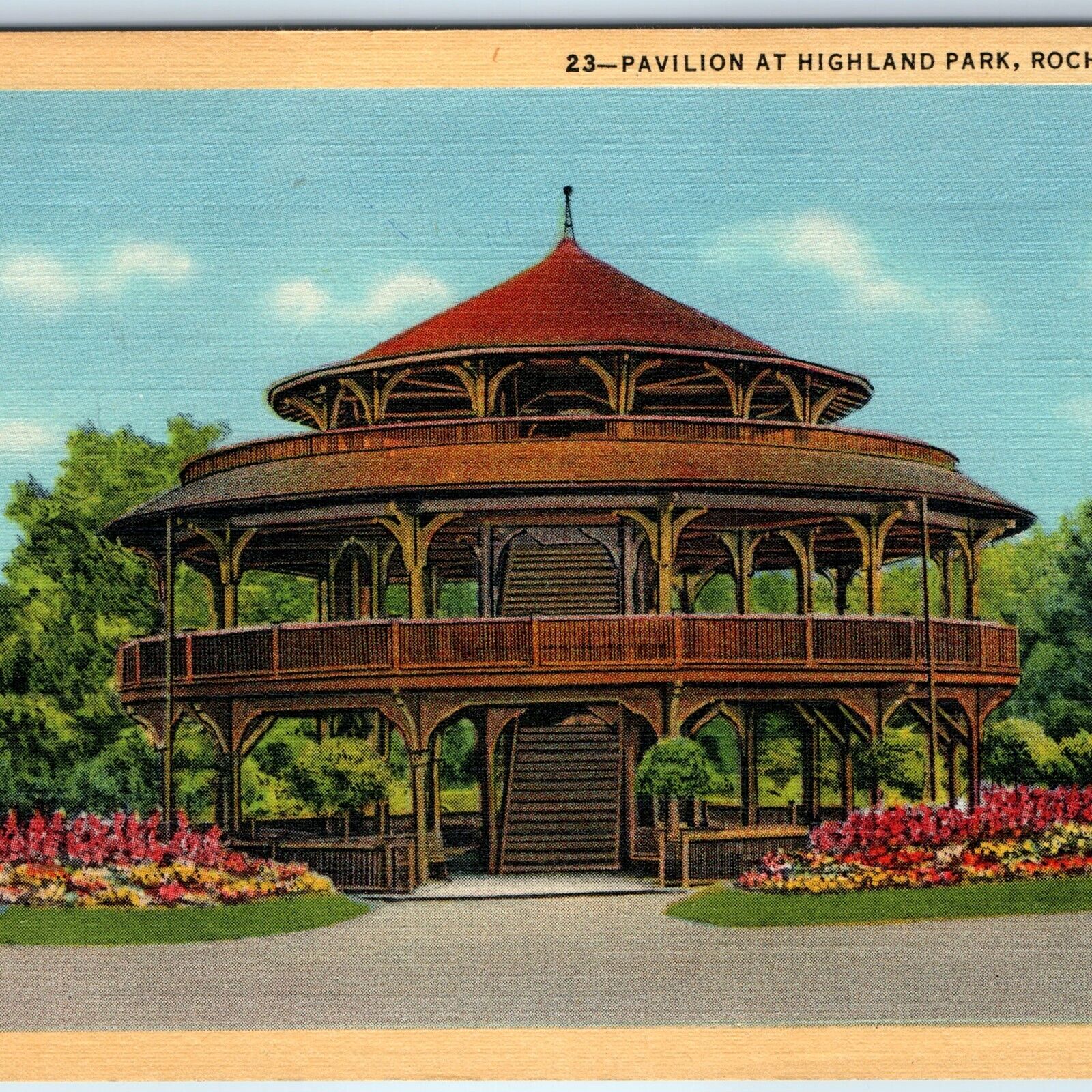 1934 Rochester, NY Pavilion Highland Park Gazebo Woodworking Linen Teich PC A245