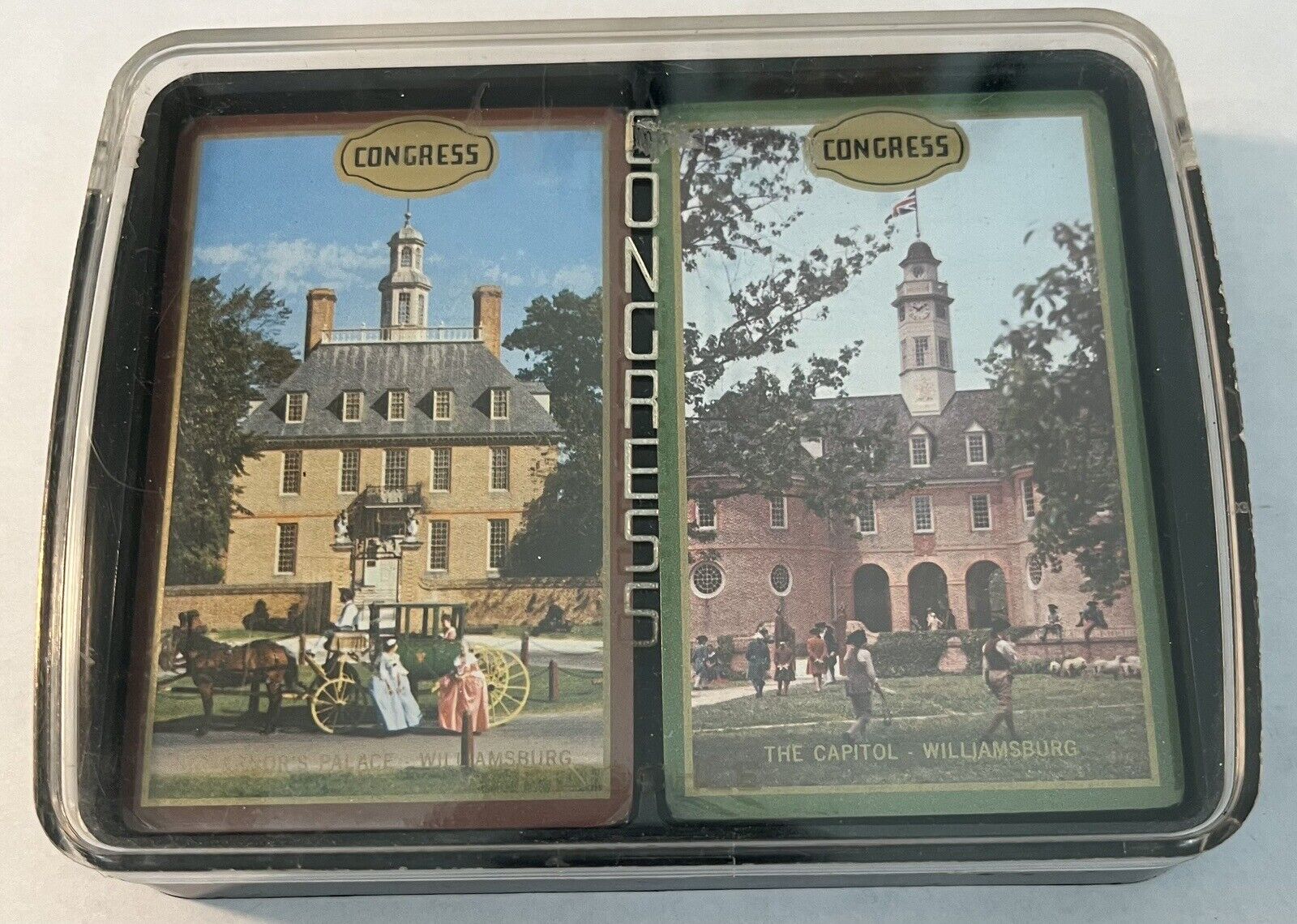 NEW VINTAGE DOUBLE DECK CONGRESS PLAYING CARDS SEALED WILLIAMSBURG COLONIAL RARE