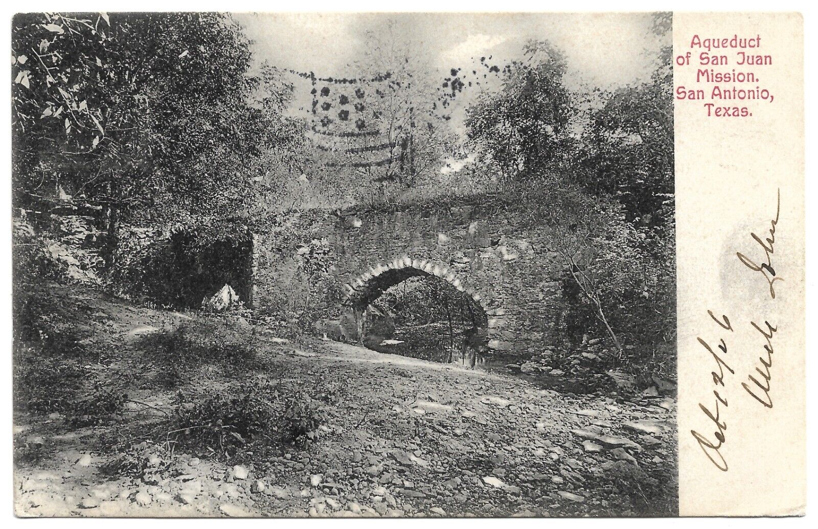 San Antonio Texas TX Aqueduct of San Juan Mission 1906 UDB Vintage Postcard