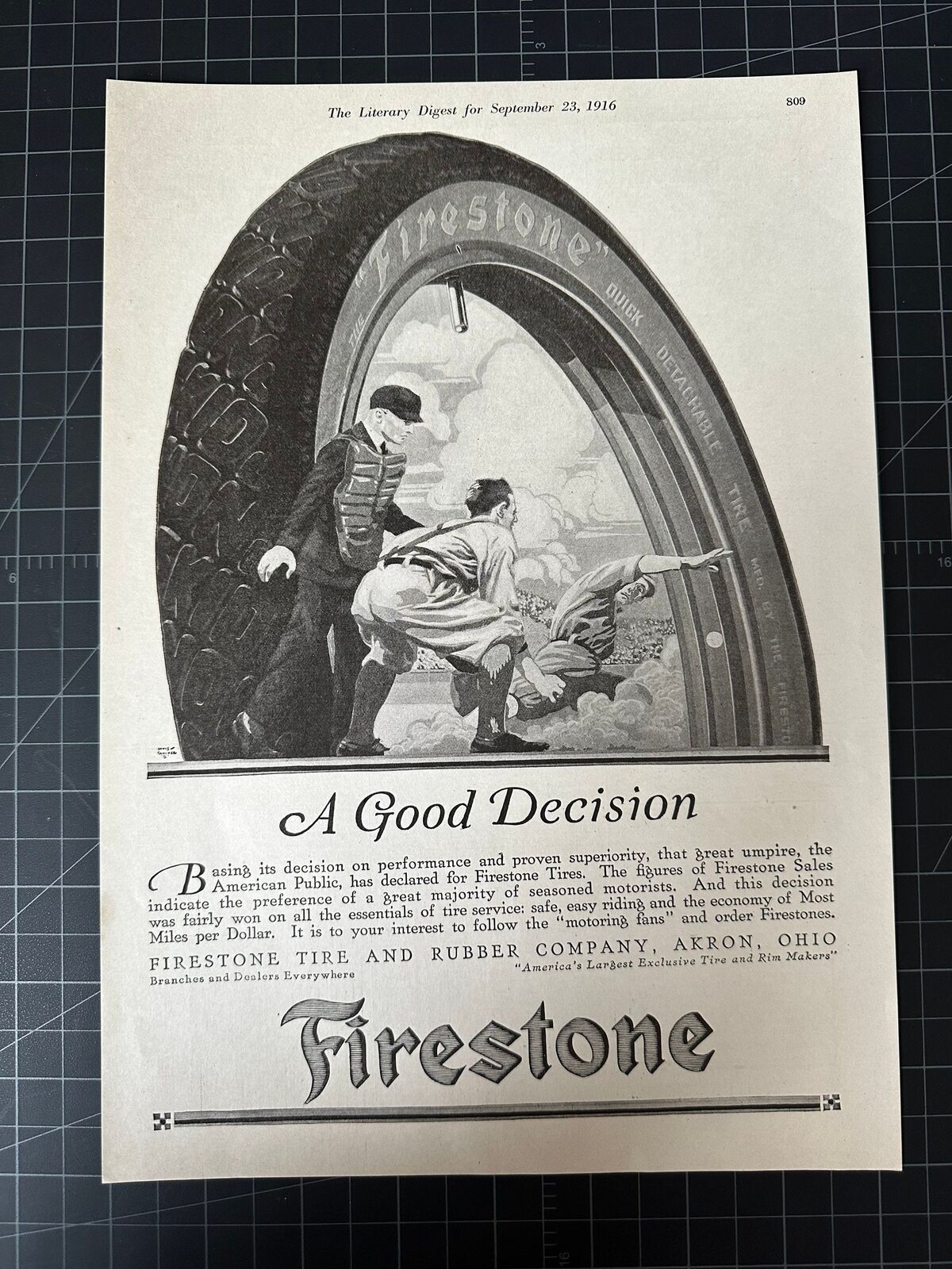 Rare Antique 1916 Firestone Tires Print Ad