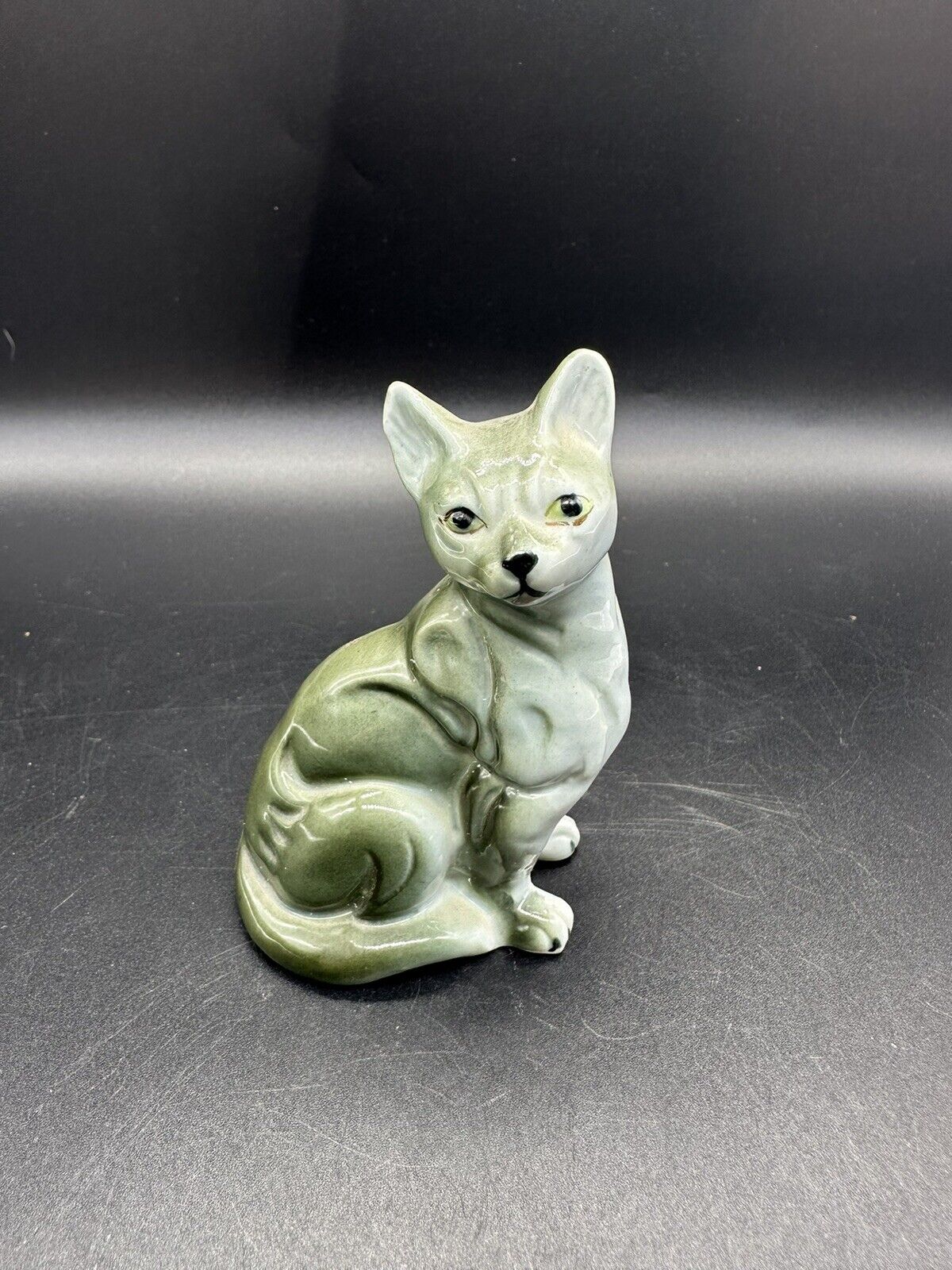 Vintage Cat Figurine Brinns Bone China Grey Gray Taiwan 3.25”