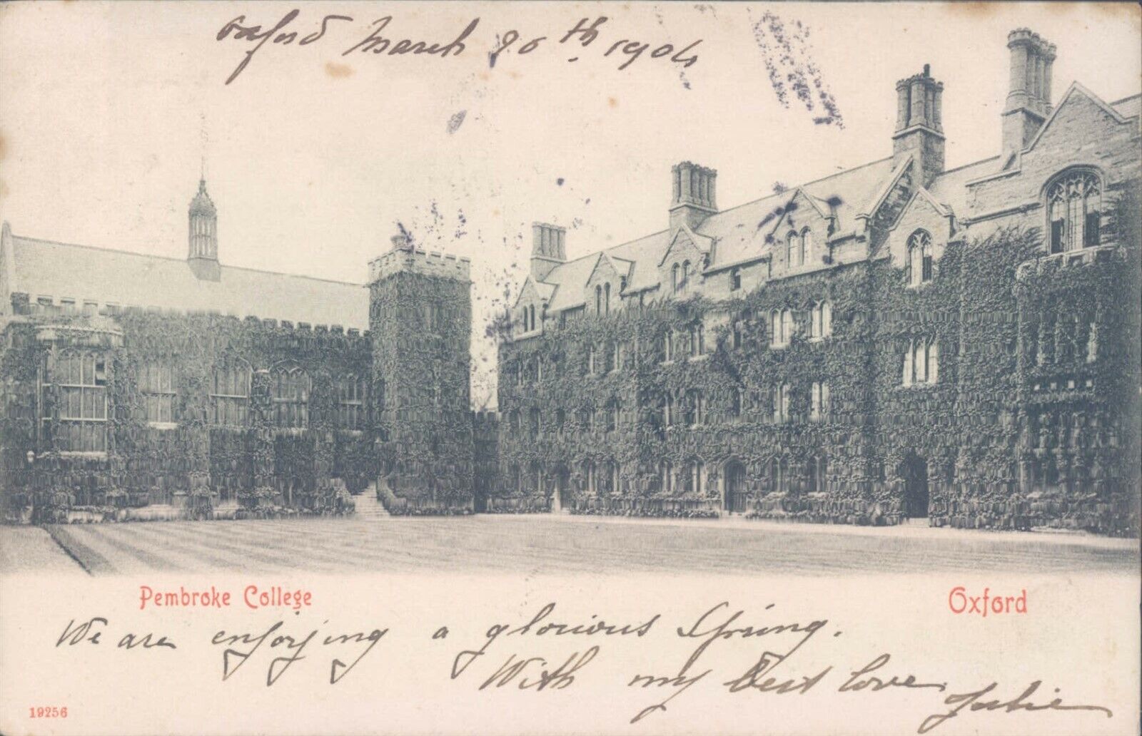 UK Oxforshire Oxford Pembroke college 1904 litho PC
