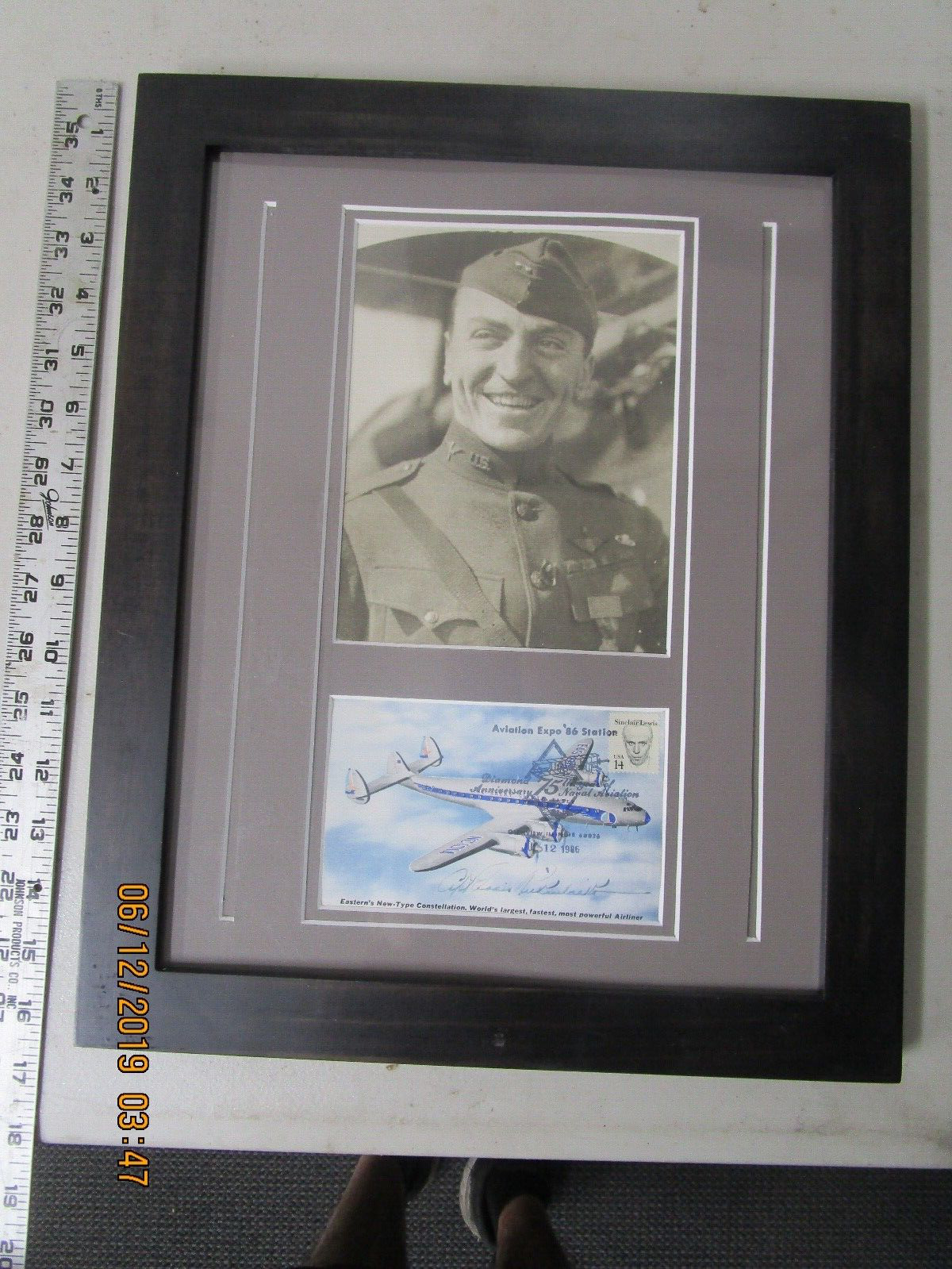 WWI FIGHTER ACE Eddie Rickenbacker Autograph Signed Card w Photo From 1942 File