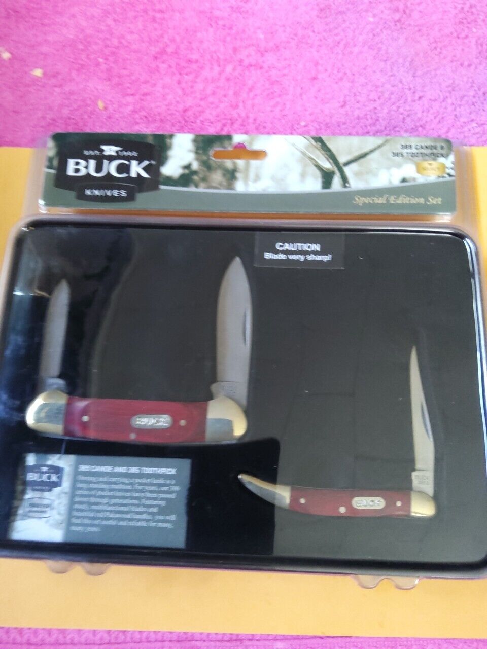 Buck Knives Special Edition 389 Canoe and 385 Toothpick Knives Collective Tin