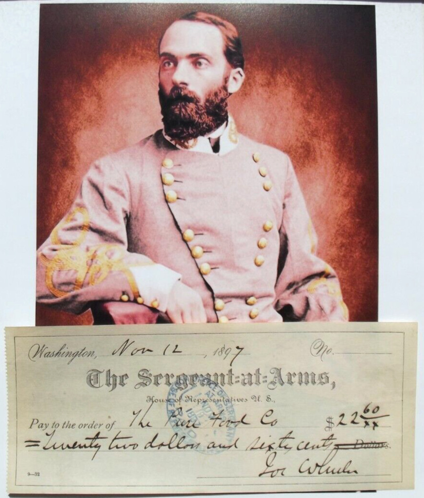 Confederate Gen Joseph \'\'Fightin Joe\'\' Wheeler Signed Document Autograph