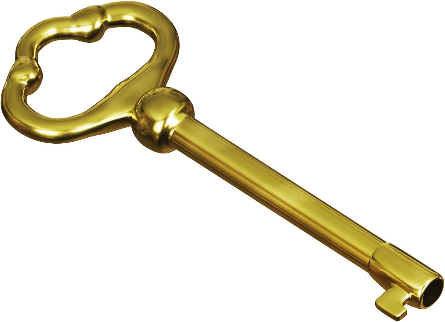 KY-2 Skeleton Key Reproduction Brass Plate Hollow Barrel Key for Cabinets, Drawe