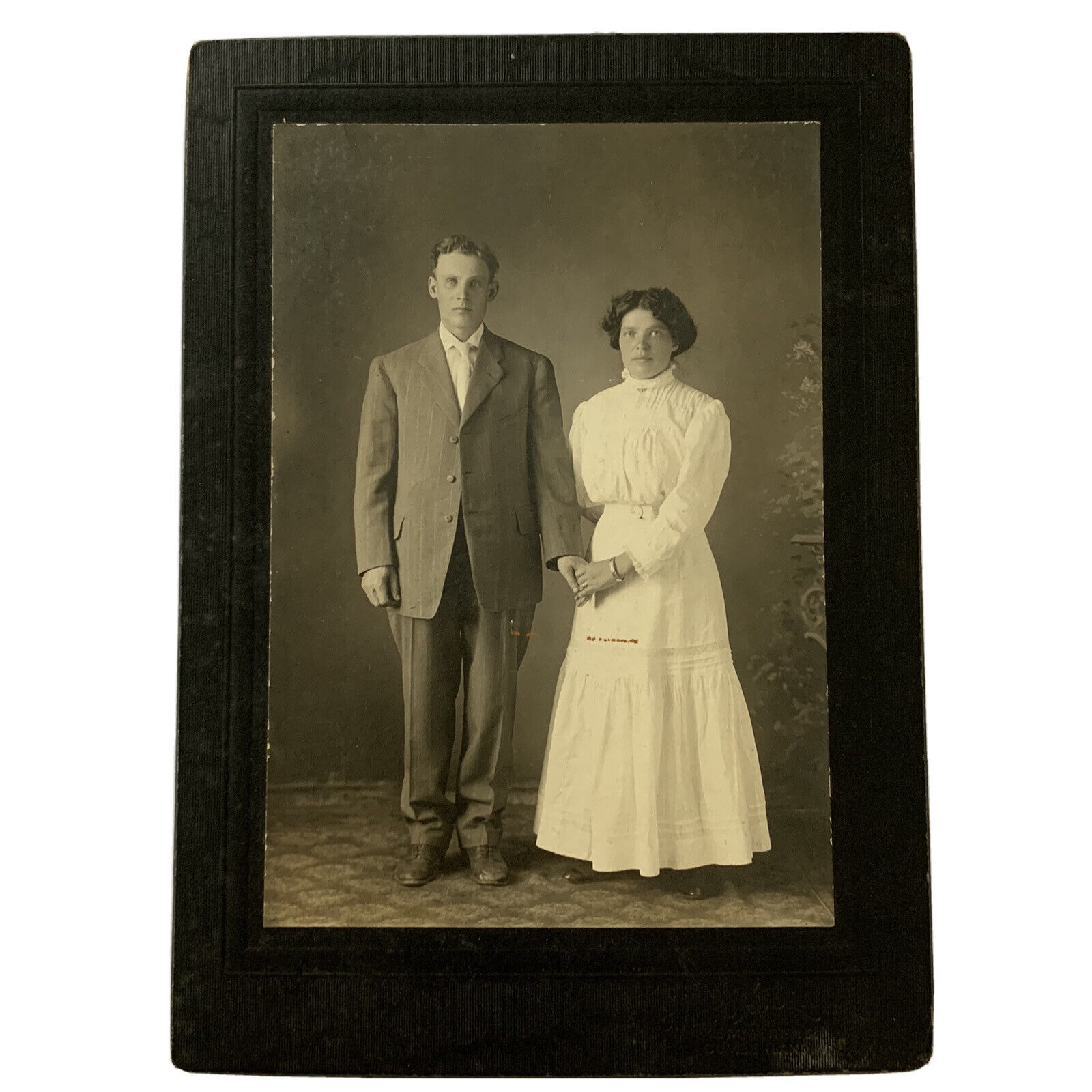 Antique Cabinet Card Photograph Edwardian Beautiful Young Couple Cumberland