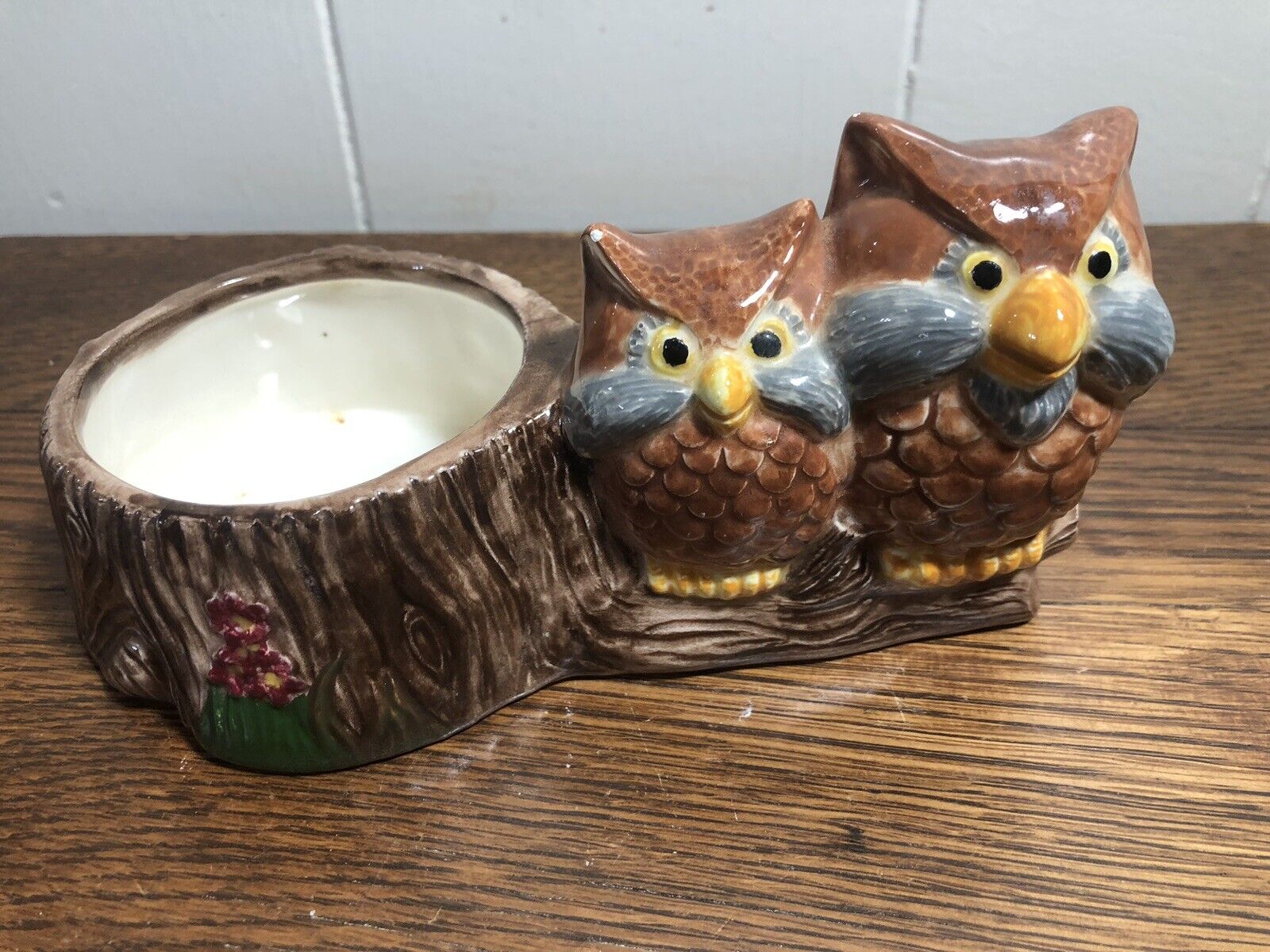 Vintage Ceramic OWL Pair Planter Signed VS (Perfect for Succulents)