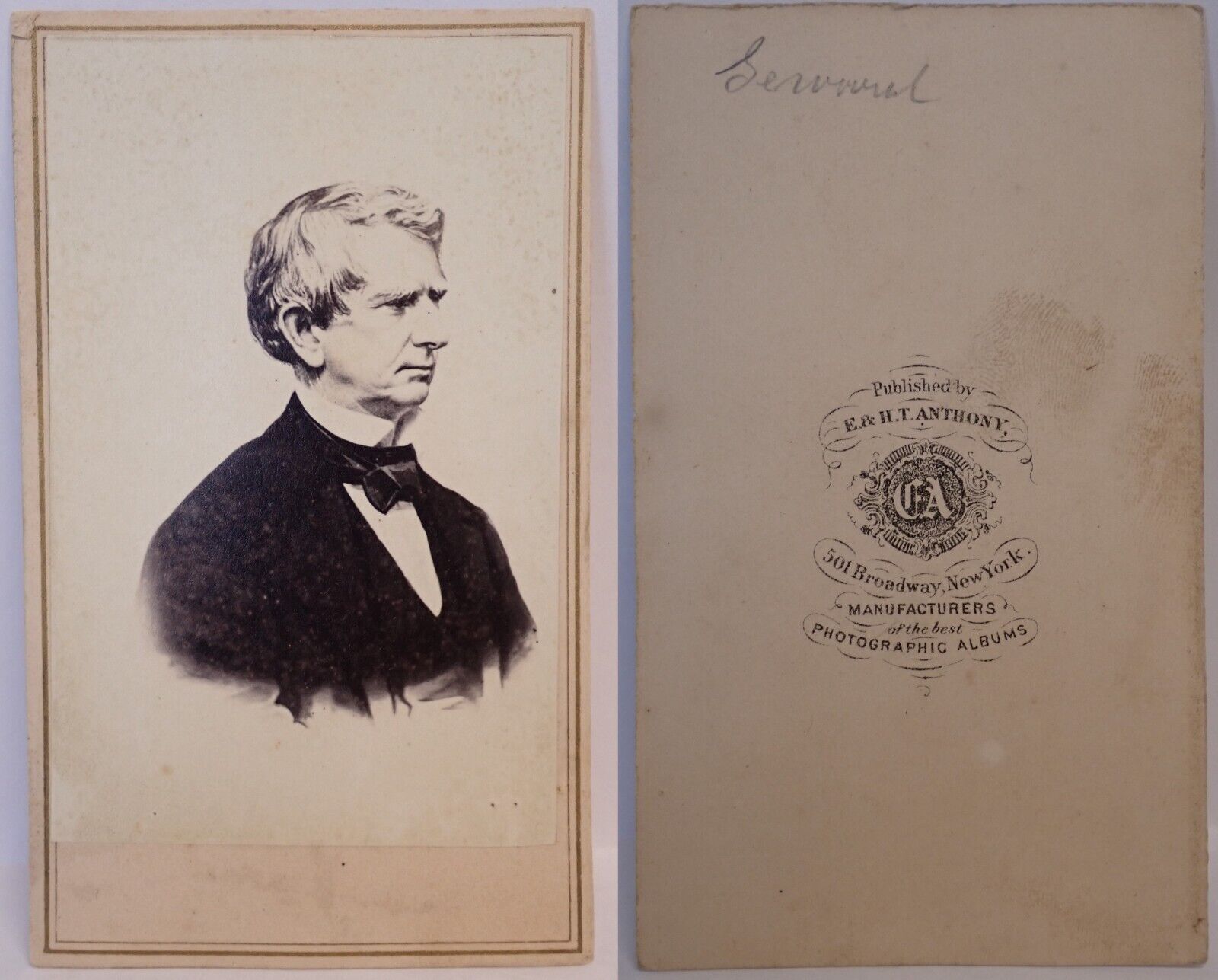 CDV Photo c1864 Lincoln\'s Secretary of State William Seward ~E & H.T. Anthony