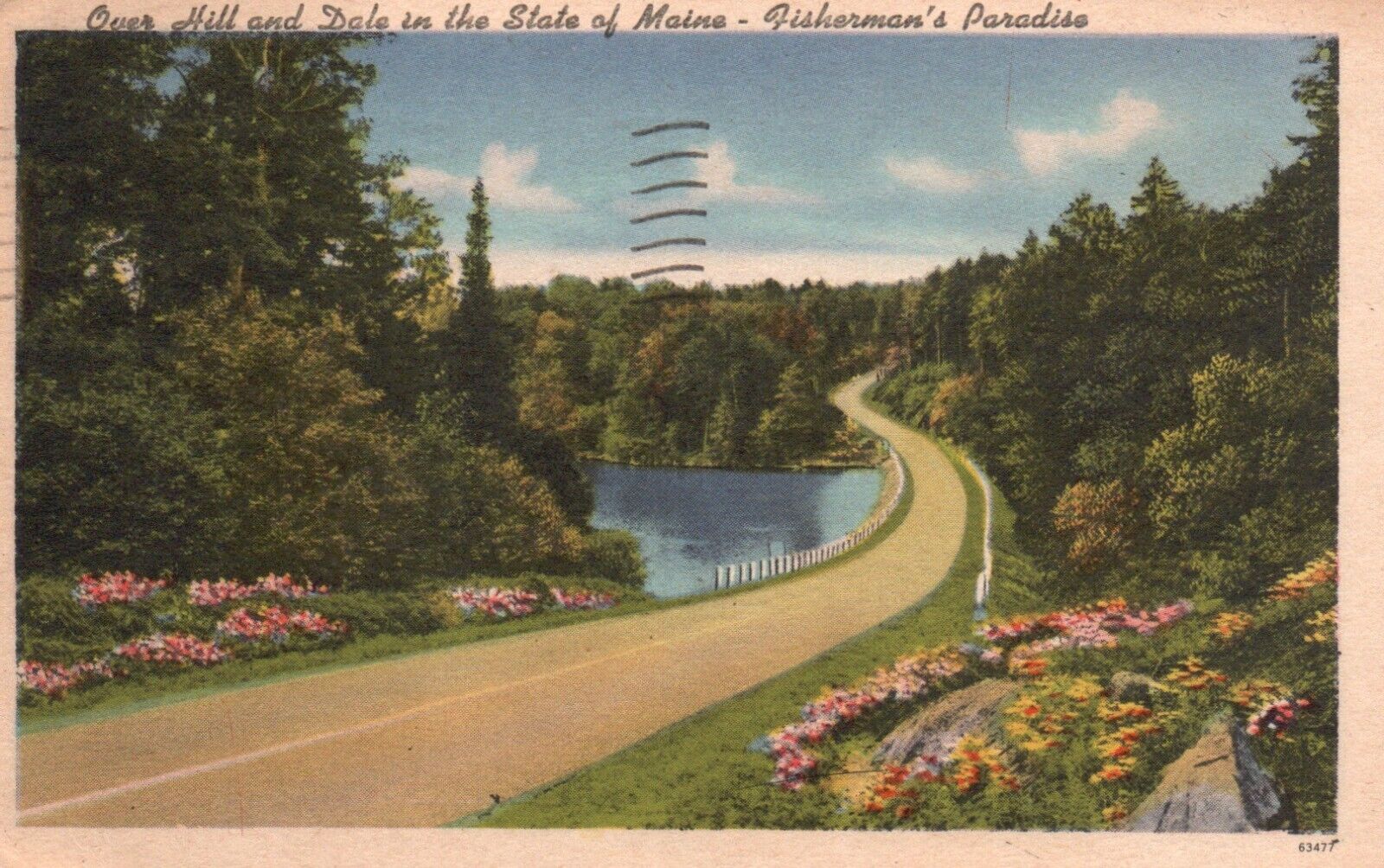 Postcard ME Over Hill & Dale in Maine Fishermans Paradise 1958 Vintage PC b4119