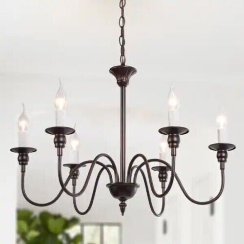 26.5 in. W Bronze Chandelier Farmhouse Classic Candlestick Island High Ceiling 