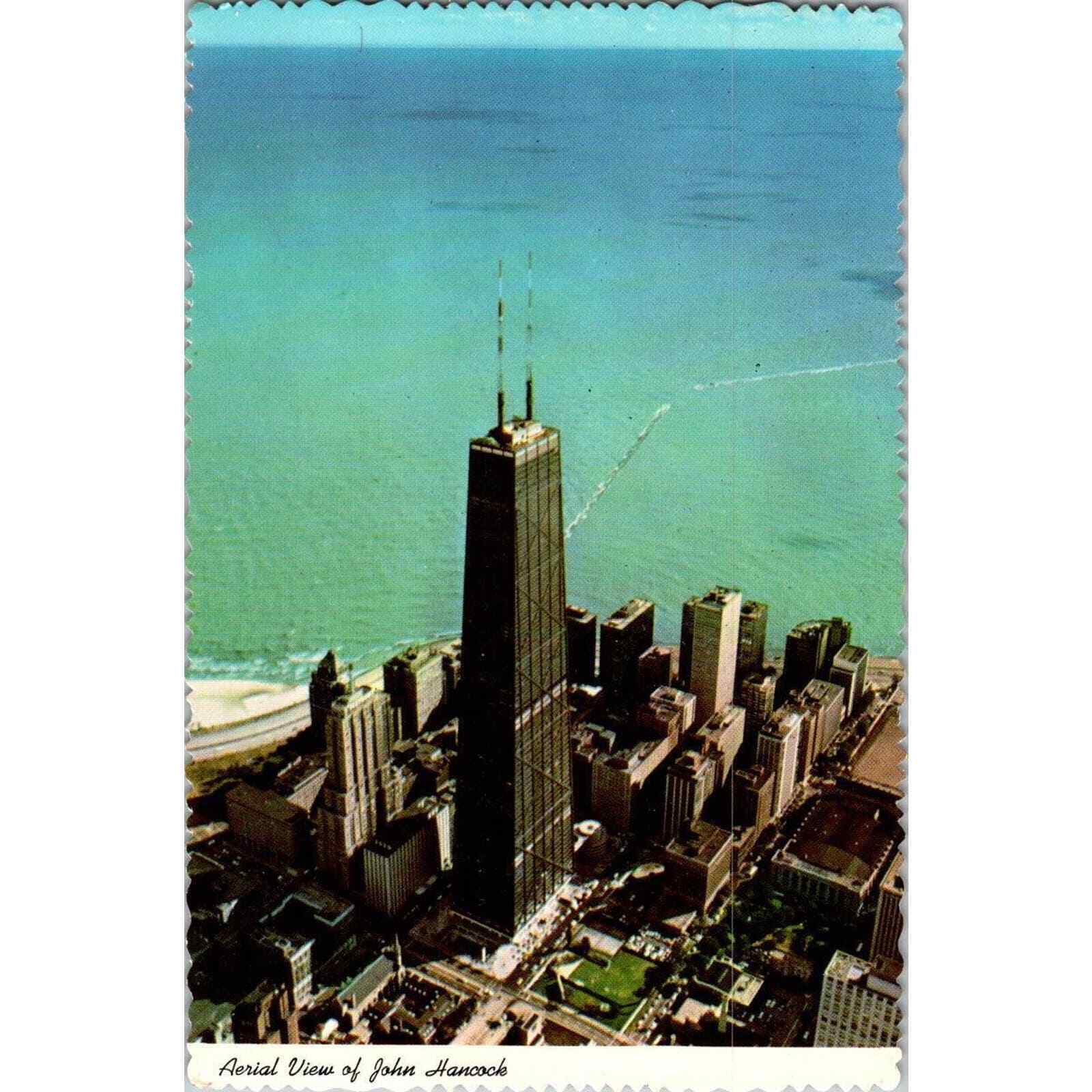 Vintage Postcard Chicago Illinois Aerial View Of John Hancock Center