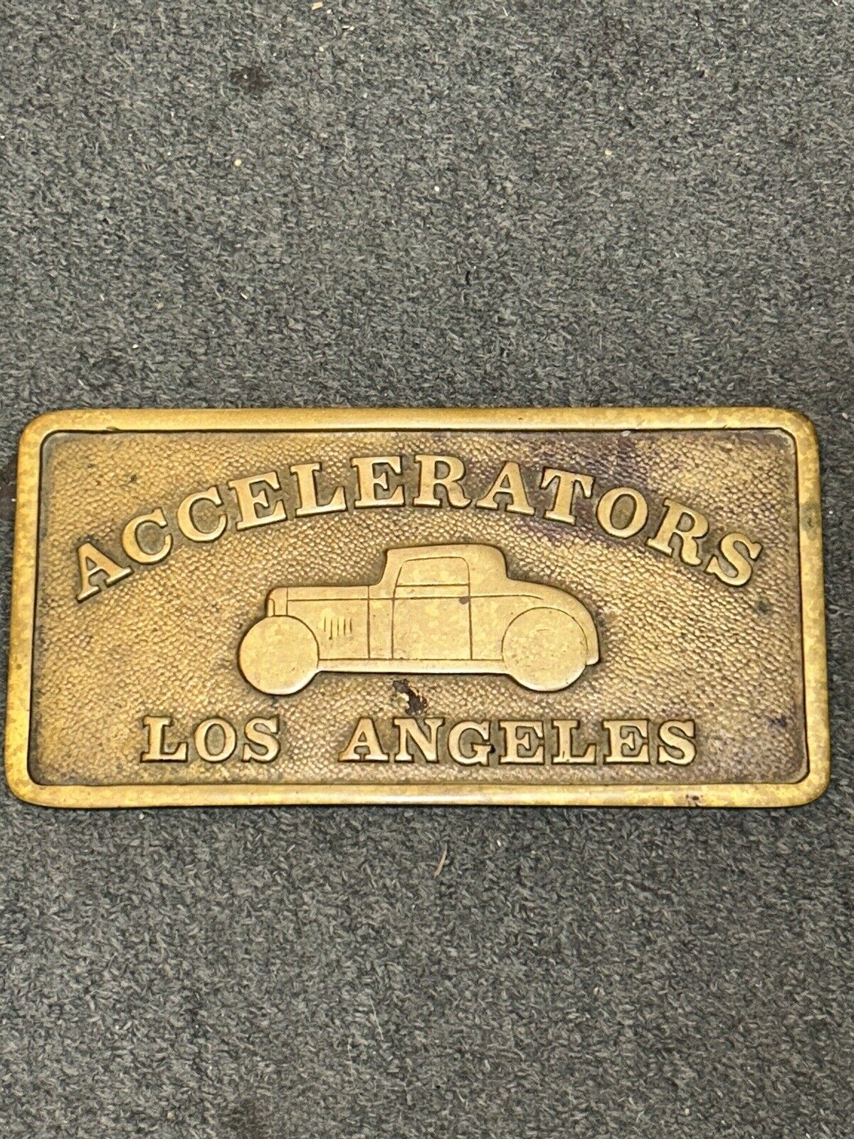 Vintage 1940’s Los Angeles Car Plaque Bronze Very Rare Accelerators Heavy Bronze