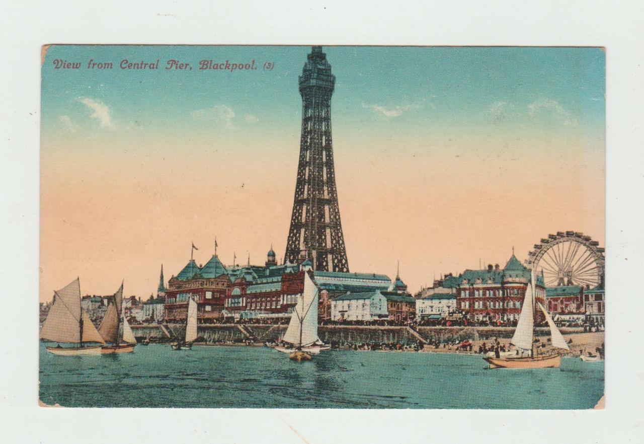 Vintage 1907 United Kingdom  Postcard View from Central Pier Blackpool