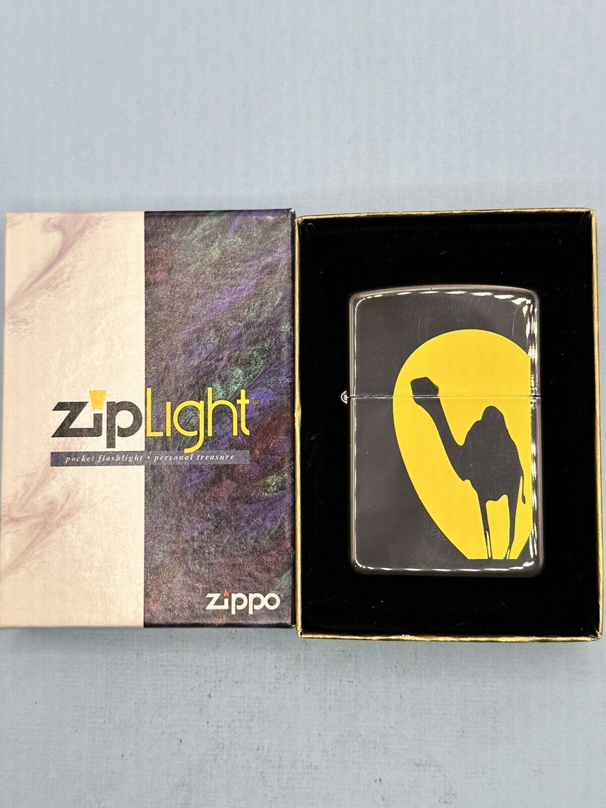 Vintage 1996 Camel Midnight Chrome Ziplight Zippo Flashlight Zip Light NEW