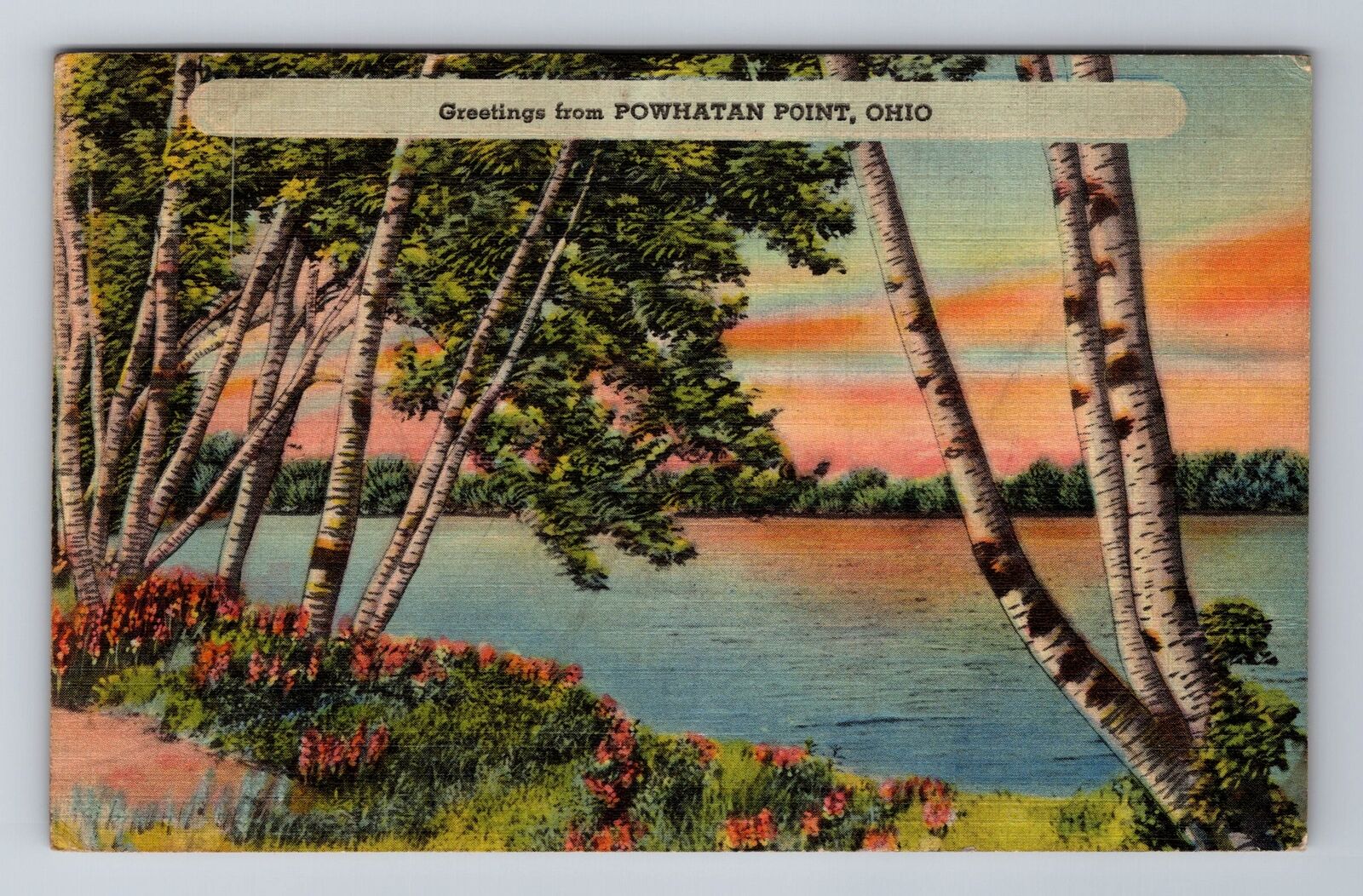Powhatan Point OH-Ohio, Scenic General Greetings Antique Vintage c1943 Postcard