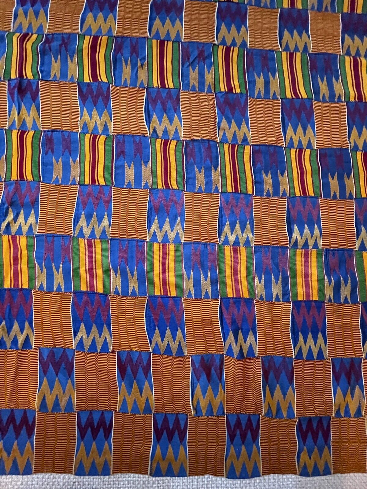 Vintage Ashanti Kente Cloth Handwoven Worn As a Toga Or Wall Decor 10' x 9.5'