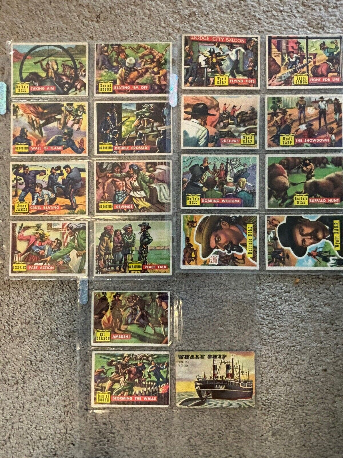 1956 Western Roundup Topps Vintage Trading Cards Lot of 18 in plastic sheets