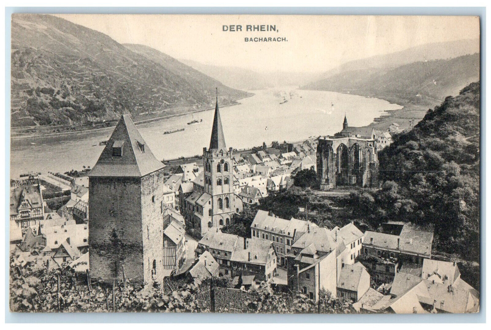 c1910 The Rhine Bacharach Rhineland-Palatinate Germany Antique Postcard