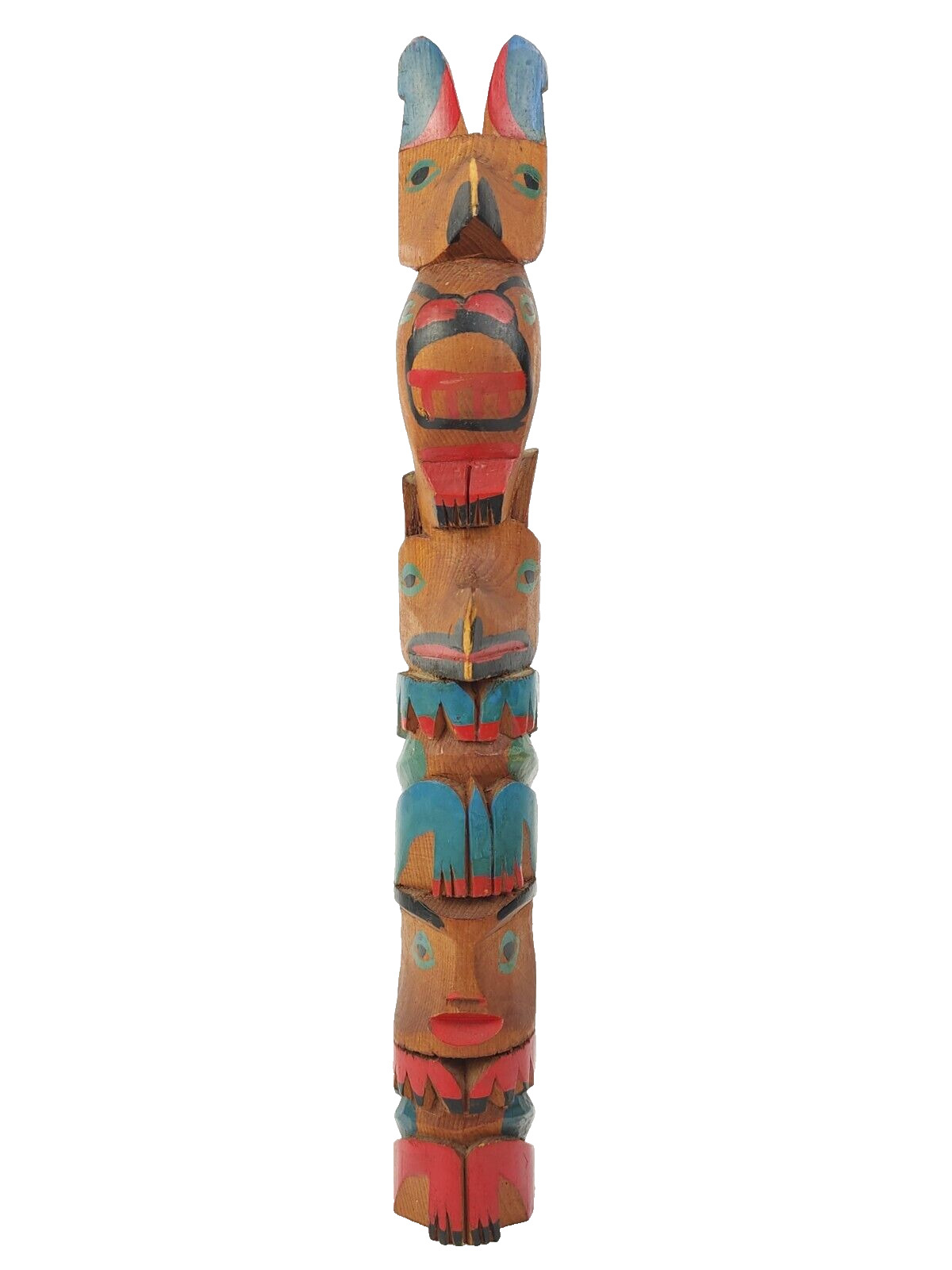 Vintage Northwest Coast Model Totem Pole Wood Native American Sequim 12\