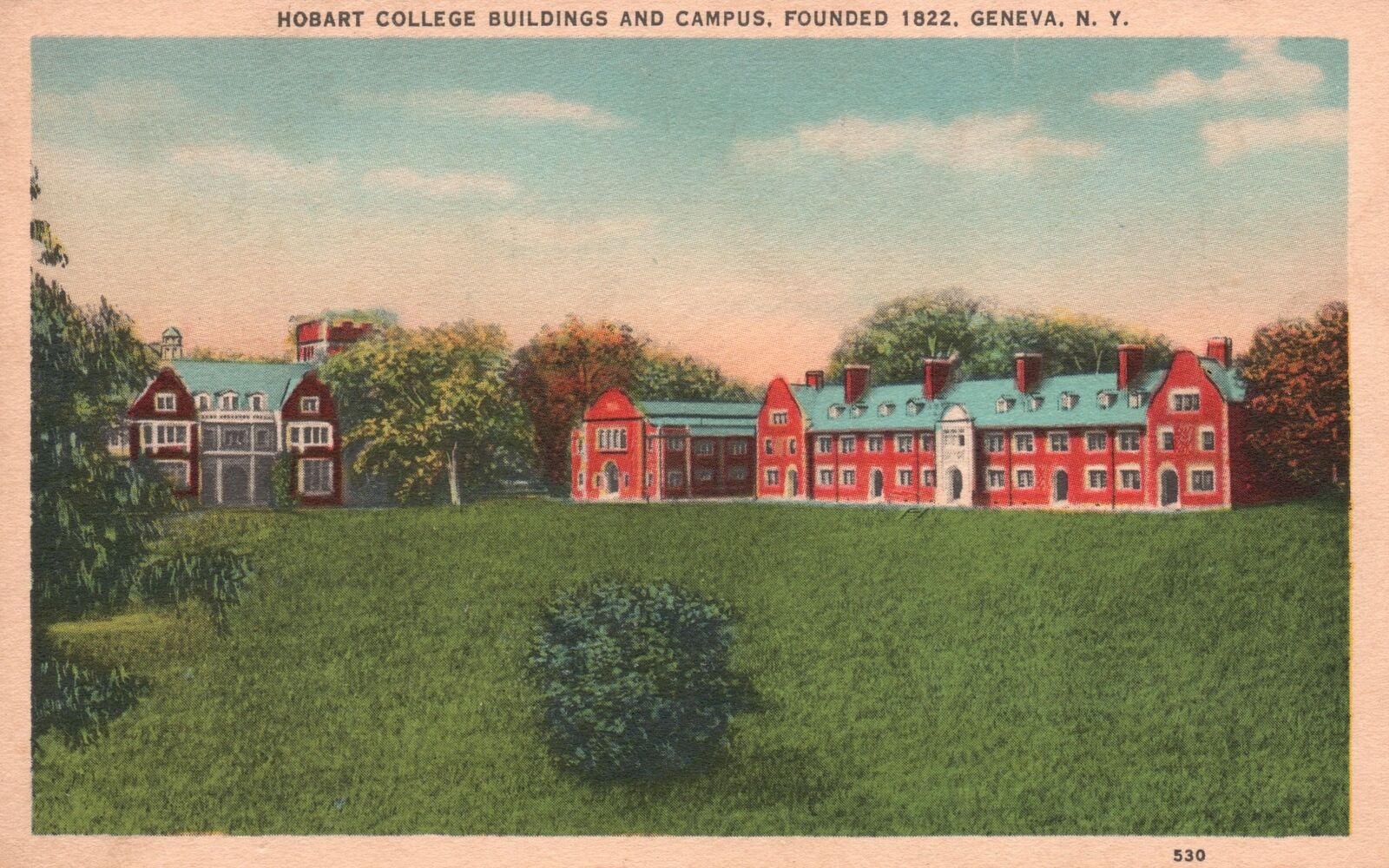 Vintage Postcard 1937 Hobart College Buildings & Campus Founded 1822 Geneva NY
