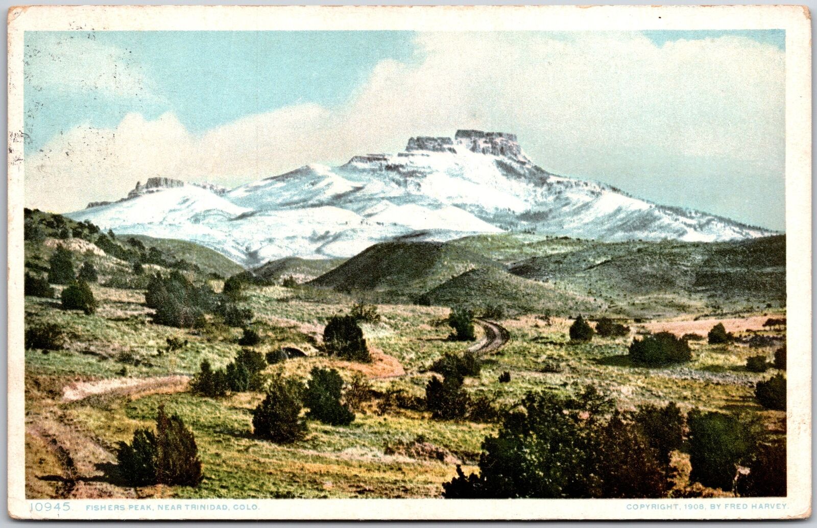 1909 Fisher\'s Peak Near Trinidad Colorado CO Mountain & Grounds Posted Postcard