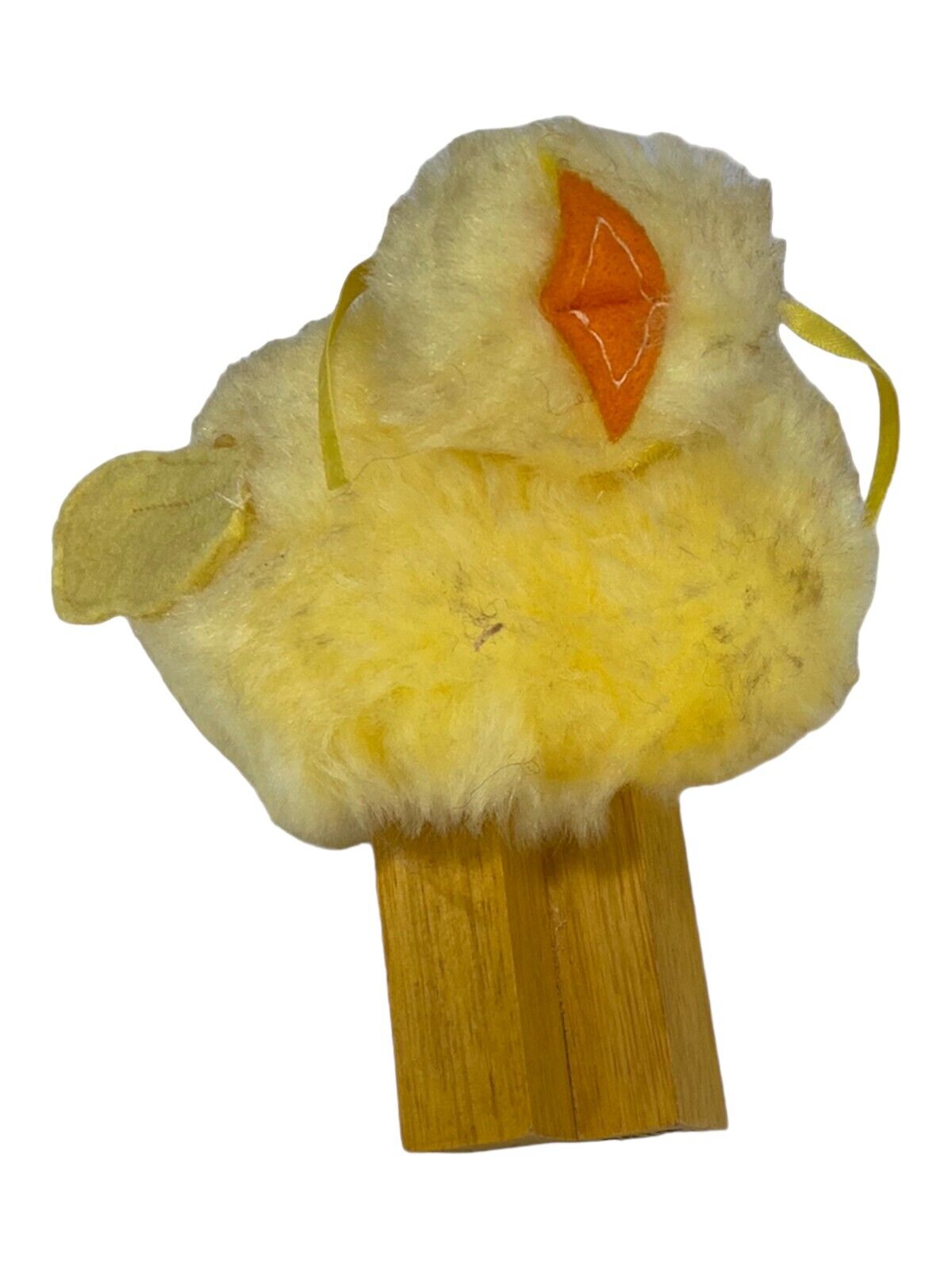 VTG 1985 Dept 56 Easter Chick Wooden Legs Yellow with Inner Shaking Squeaker