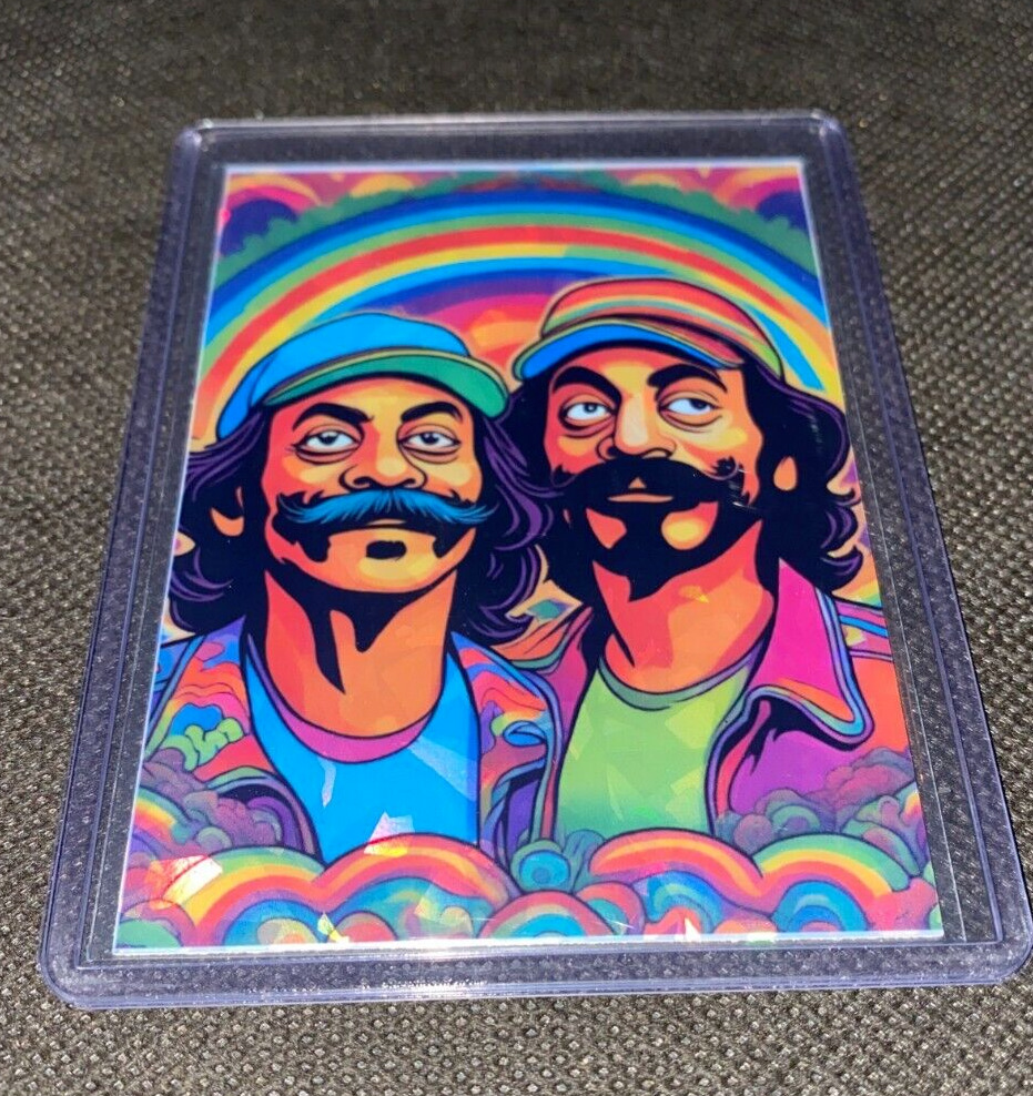 Cheech & Chong Custom Psychedelic Holo Foil Refractor Custom Trading Card