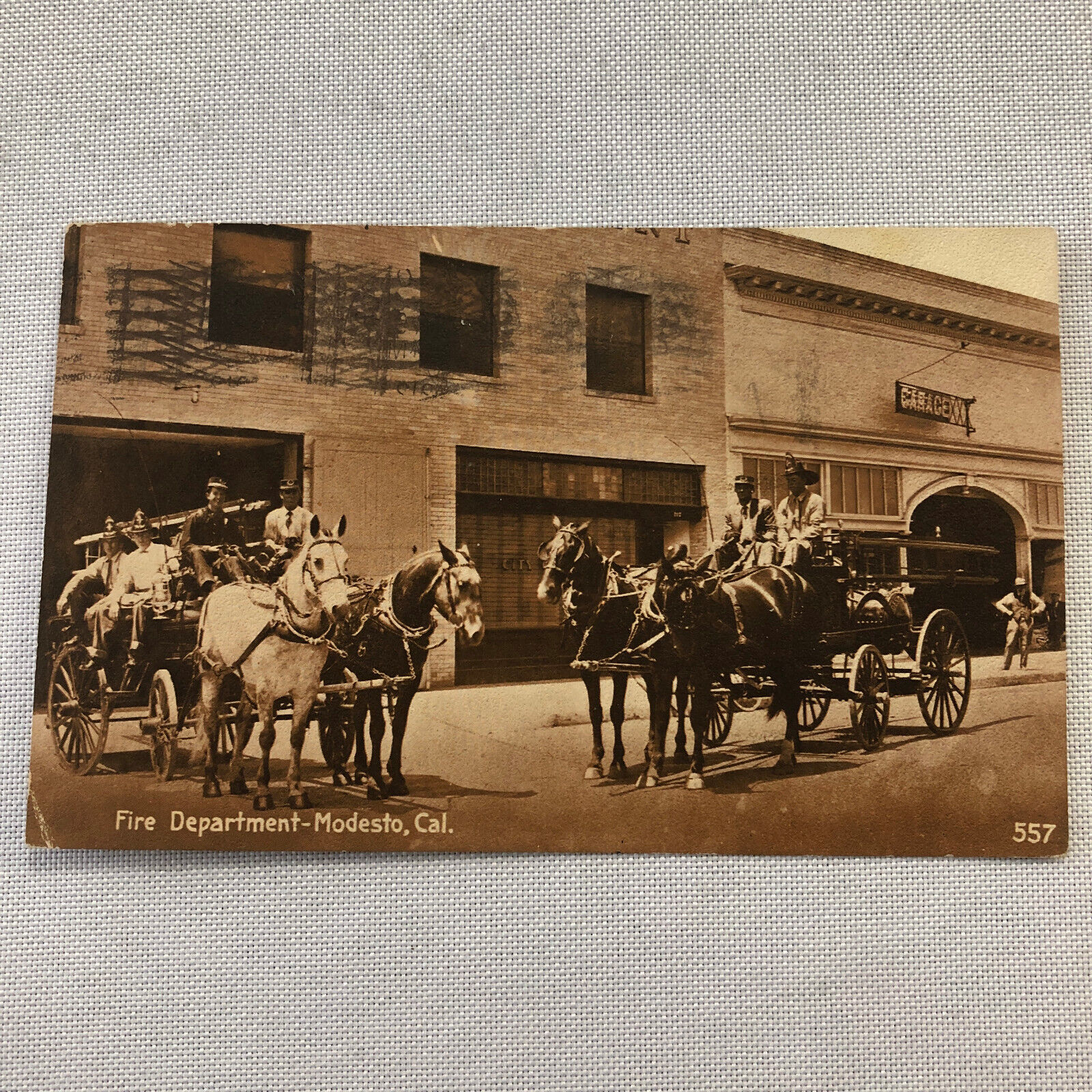 Modesto California Fire Department Horse Fire Truck Wagon Postcard 1912 Post