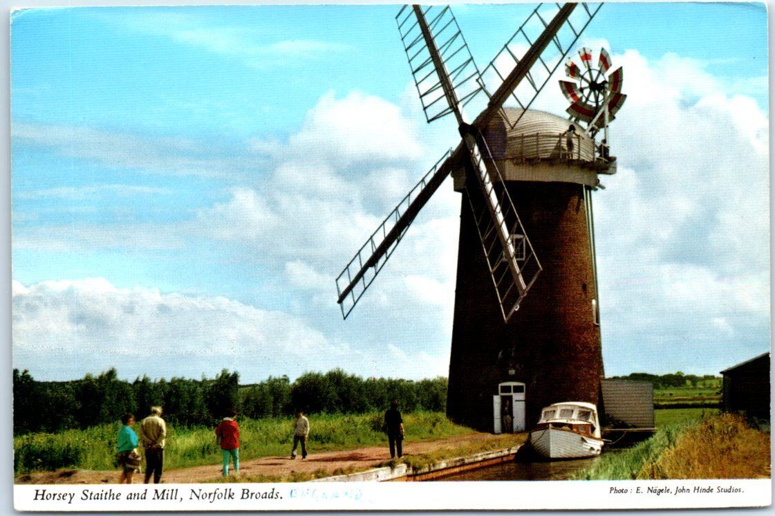 Postcard - Horsey Staithe and Mill - Norfolk Broads, England