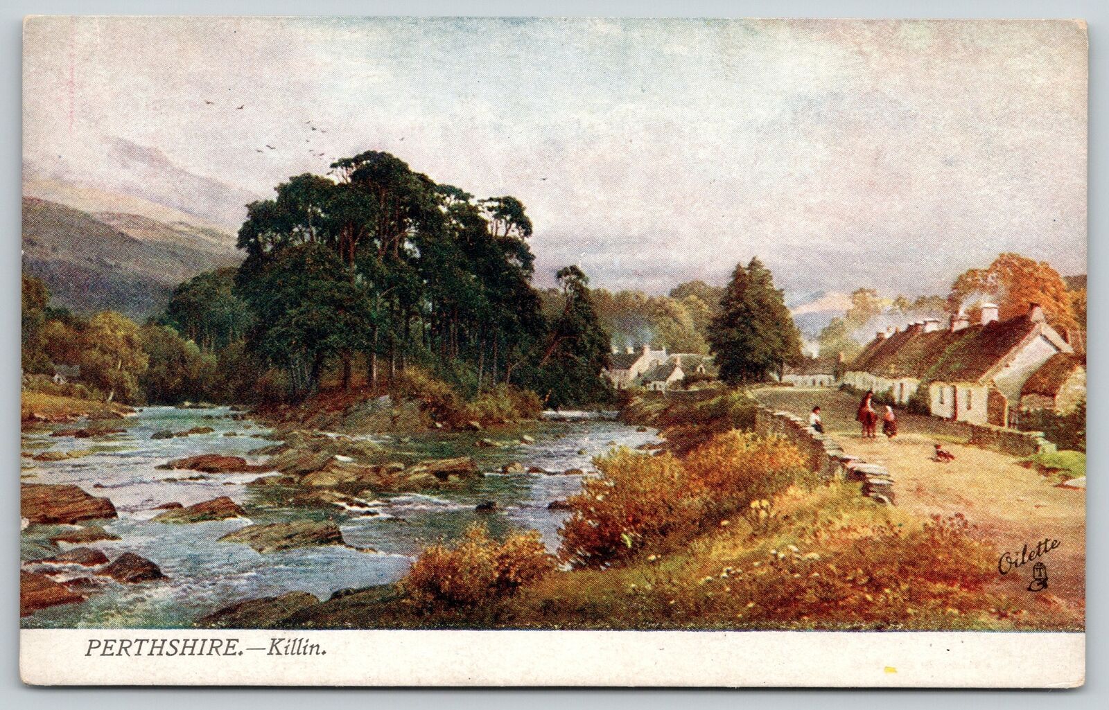 Perthshire Scotland~Killin~Village~River Dichart~Loch Tay~1910 TUCK Postcard