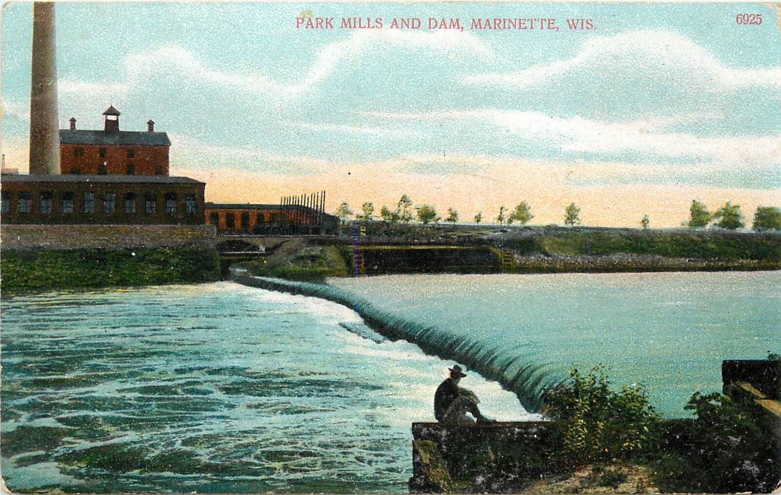 c1910 Printed Postcard; Park Mills & Dam, Marinette WI unposted