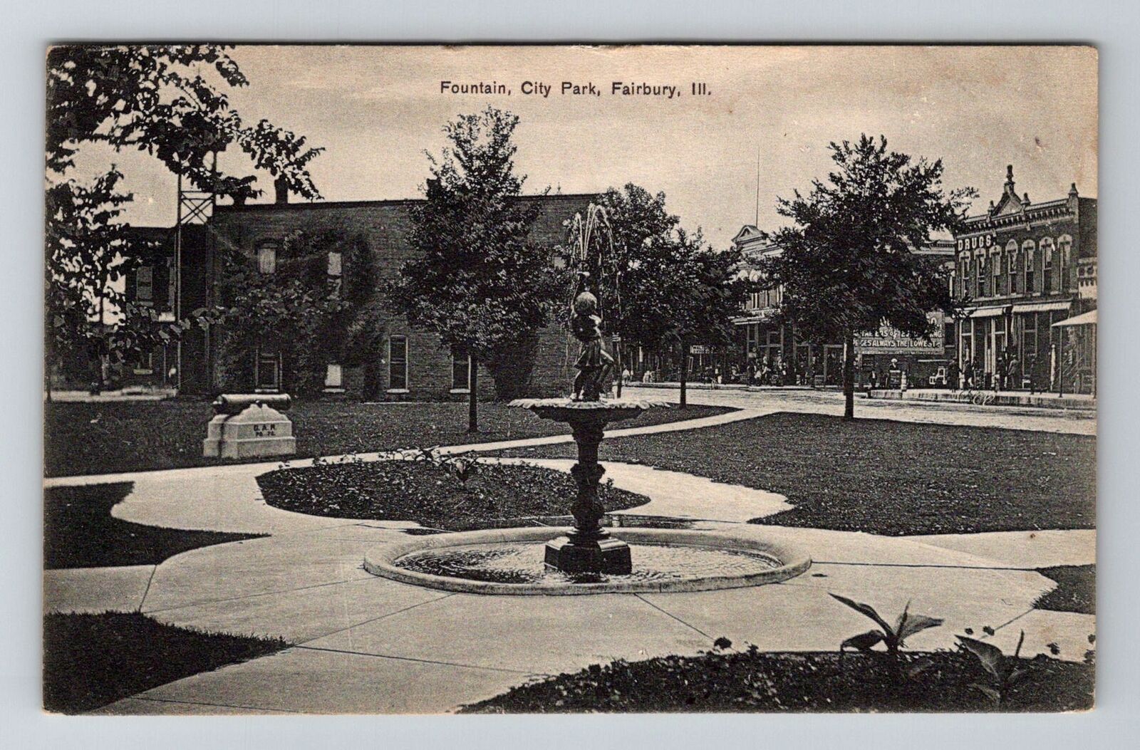 Fairbury, IL-Illinois, Fountain City Park Antique, Vintage Souvenir Postcard