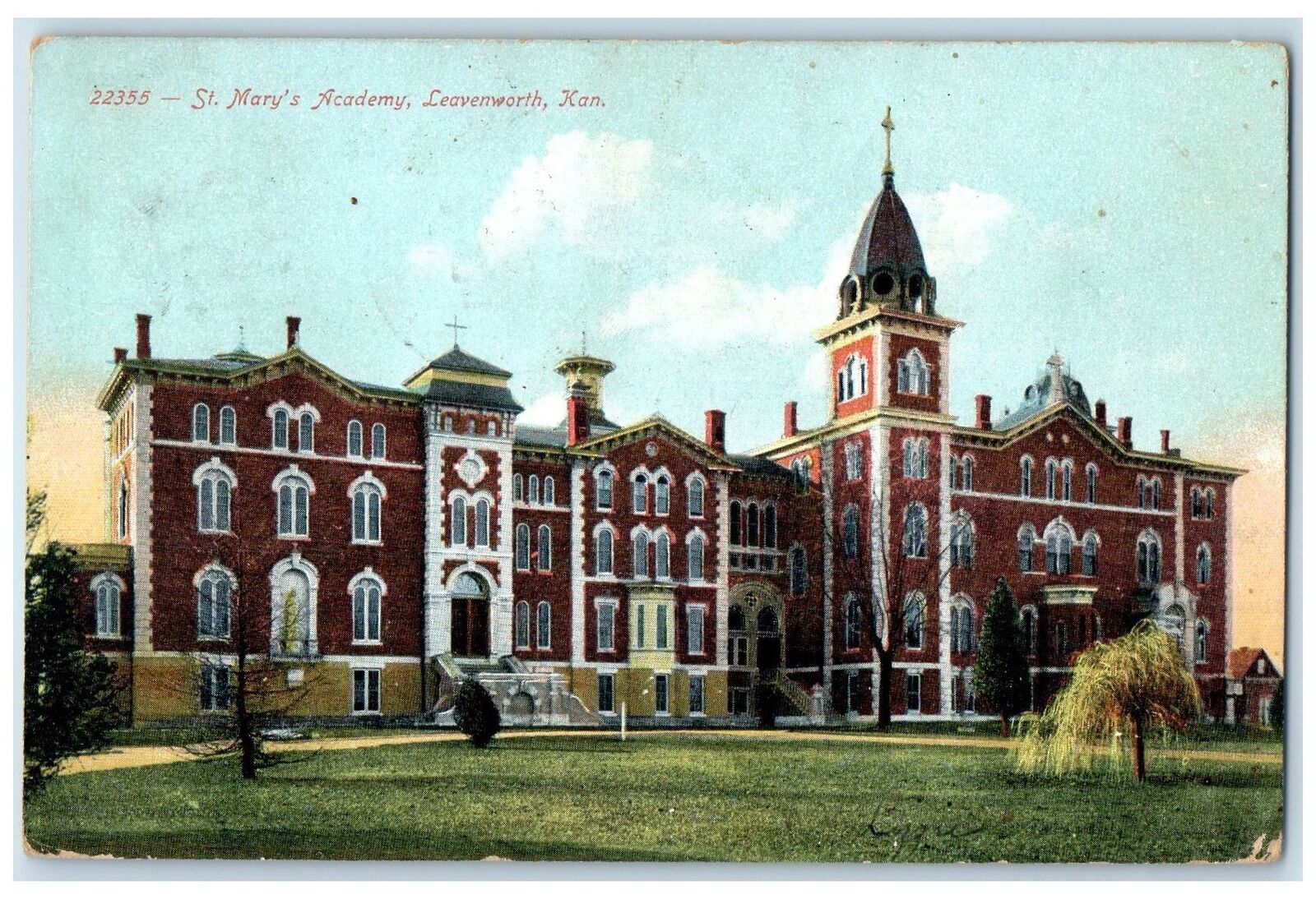 1908 St. Mary\'s Academy Building Exterior Leavenworth Kansas KS Posted Postcard