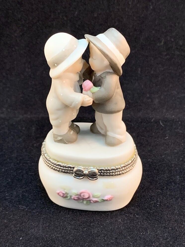 Enesco  Kim Anderson 1997 Trinket Box A Rose For A Kiss...How Can I Miss