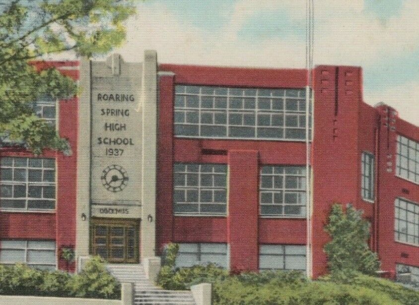 c1940s High School Roaring Spring Pennsylvania flag WB postcard E595