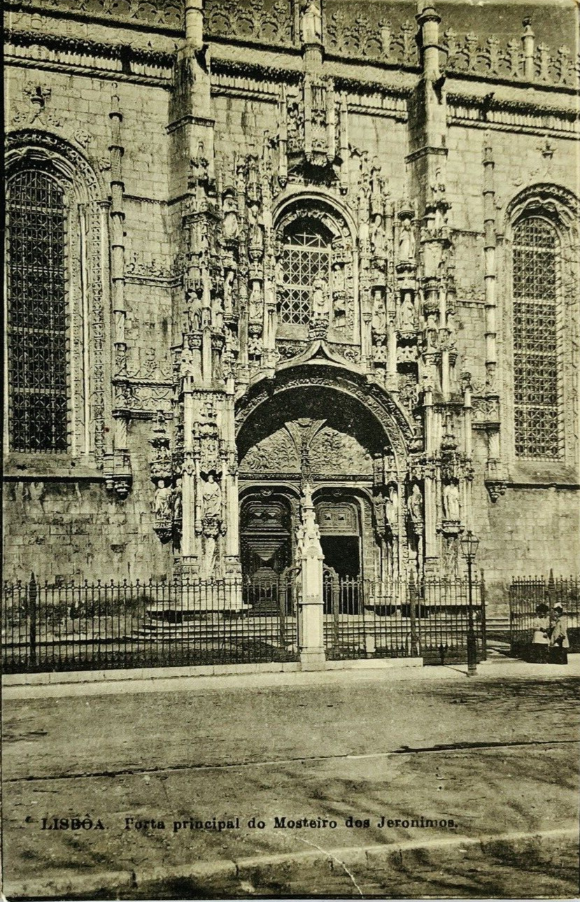 Lisbon Portugal Main Door Of Jeronimos Monastery Vintage Postcard