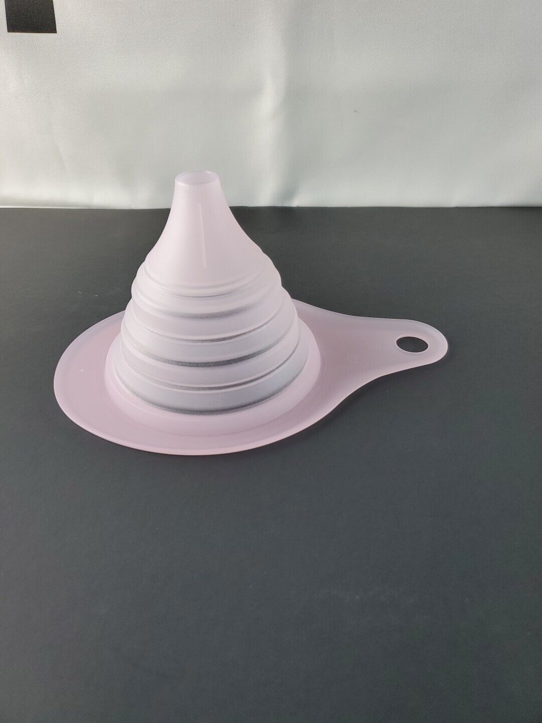 Tupperware Flat-Out Funnel Round Collapsible Kitchen Tool Candy Floss Pink 