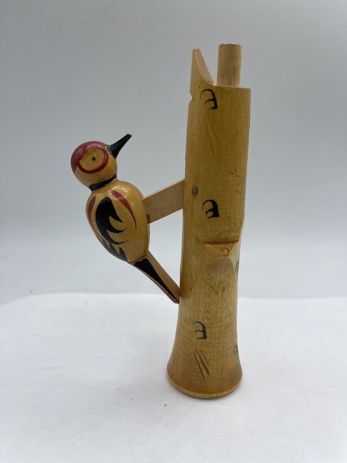 Vintage Russian Woodpecker Kitschy USSR Vintage Wooden Toy Tchotchke Souvenir 