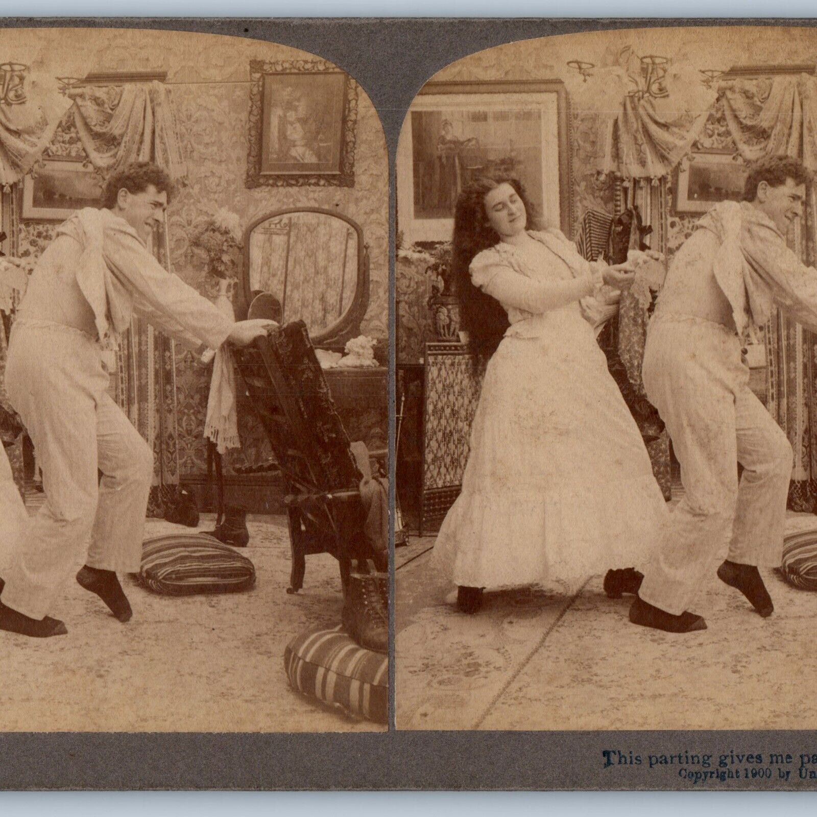 1900 Young Lady Upset Man Leave \